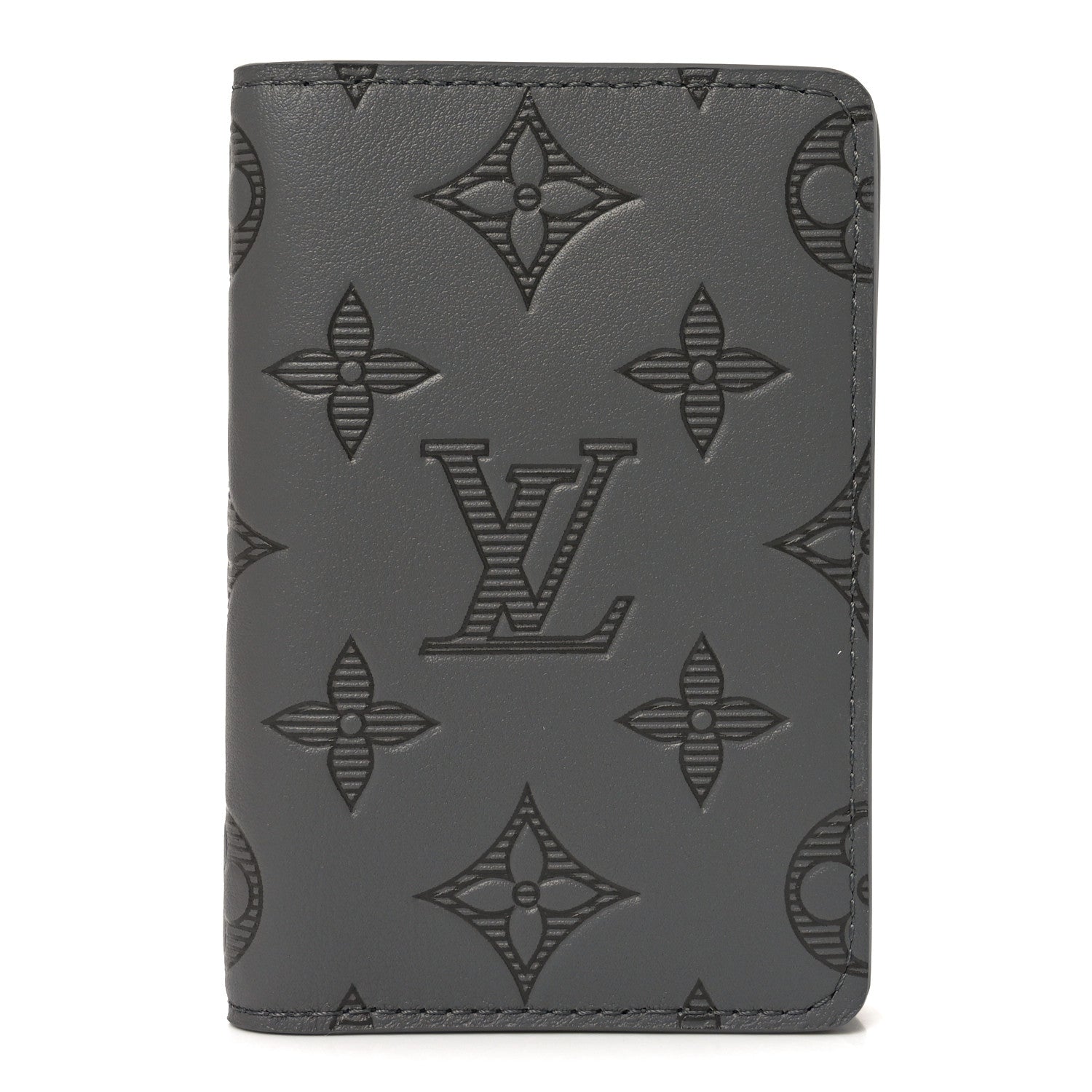 Louis Vuitton Calfskin Monogram Shadow Pocket Organizer Antarctic Grey