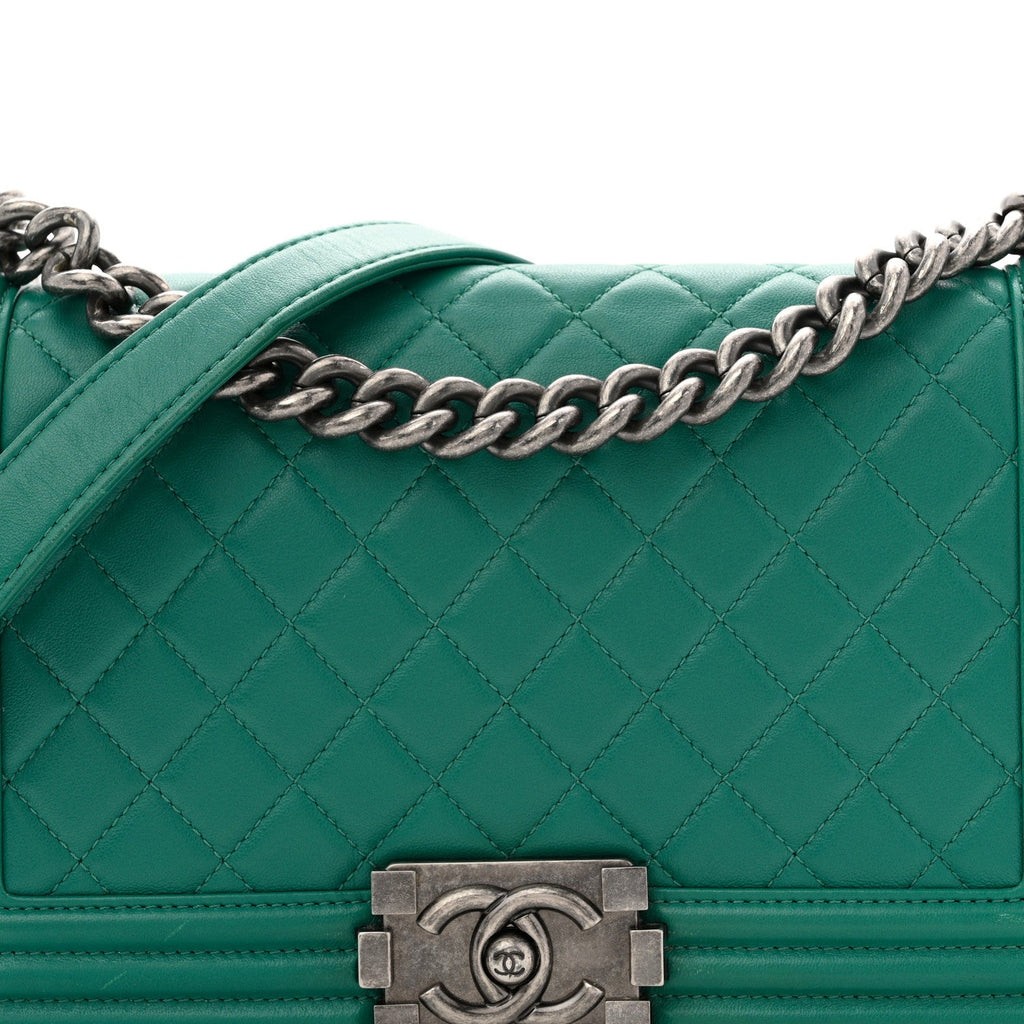 Chanel Lambskin Quilted Medium Boy Flap Green