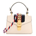 Gucci Calfskin Mini Sylvie Top Handle Bag White