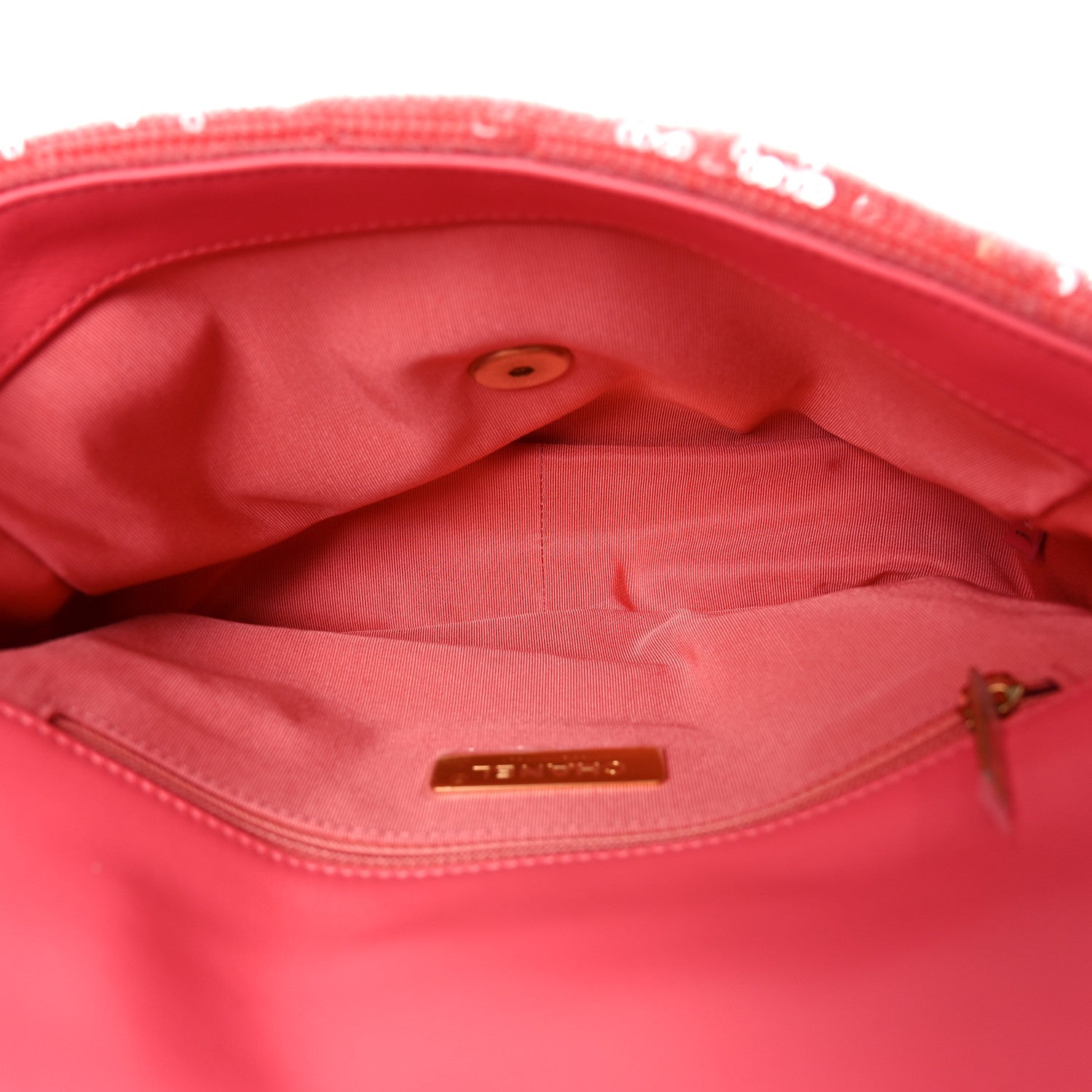 Chanel Sequin Quilted Medium Chanel 19 Flap Coral