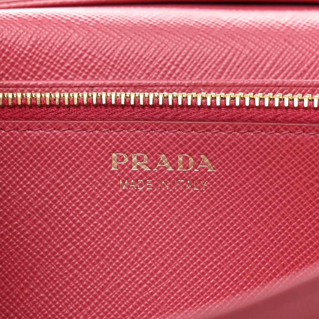 Prada Saffiano Metal Continental Flap Wallet Peonia