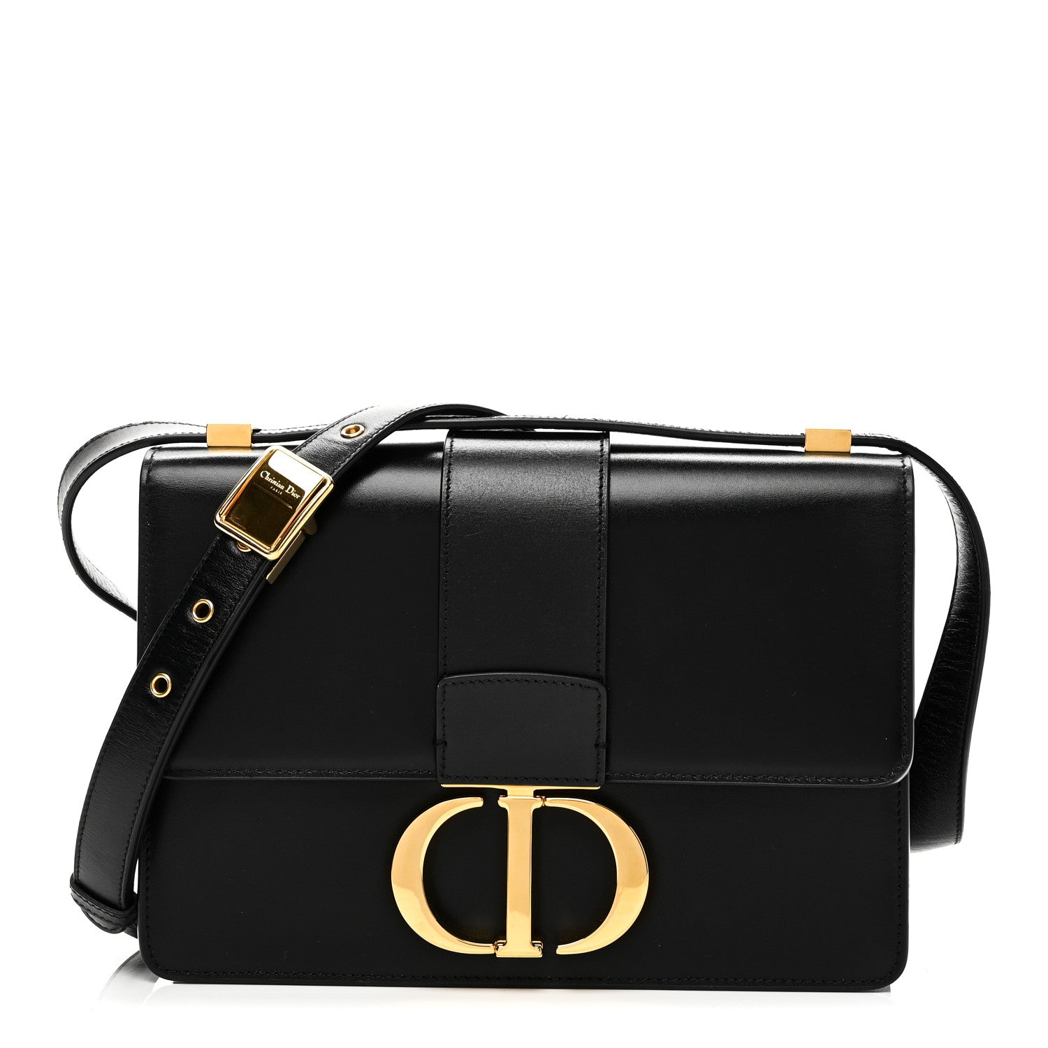 Christian Dior Box Calfskin 30 Montaigne Flap Bag Black