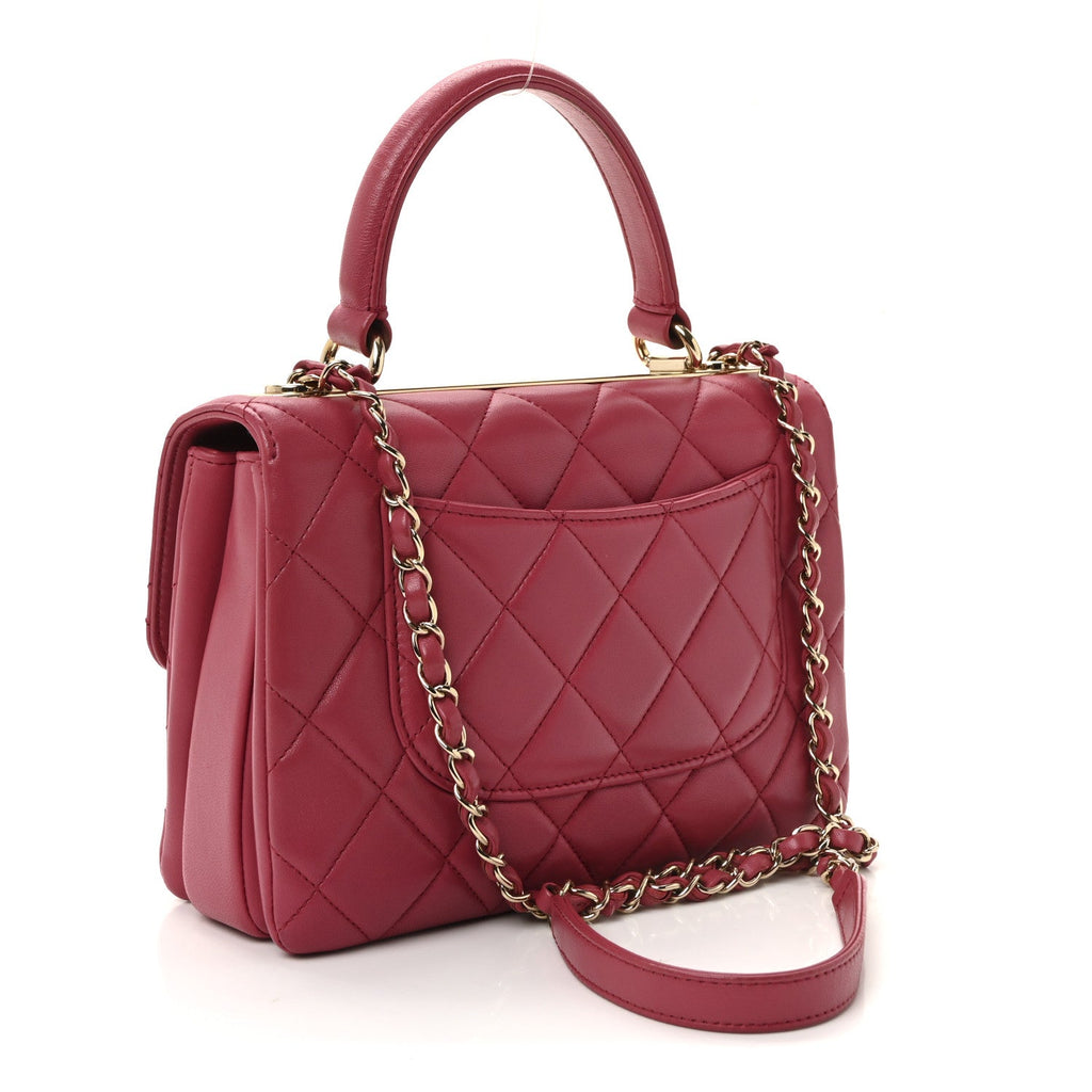 Chanel Lambskin Quilted Small Trendy CC Flap Dual Handle Bag Dark Pink