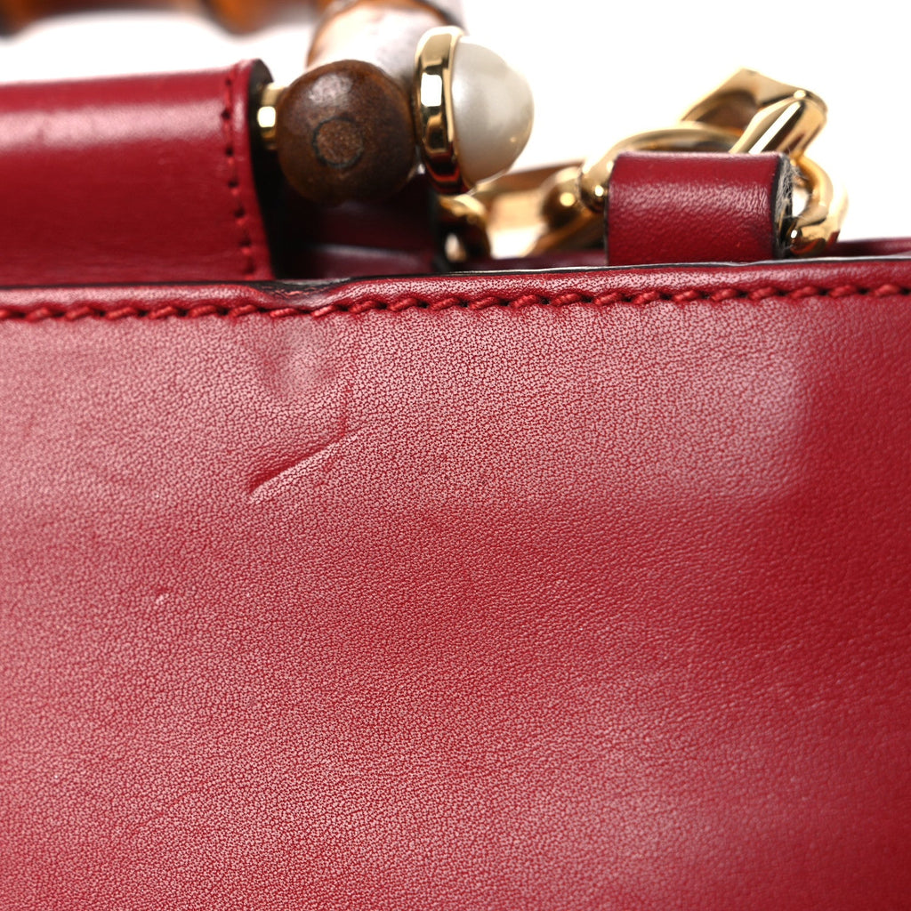 Gucci Nappa Bamboo Web Small Nymphaea Top Handle Bag Hibiscus Red