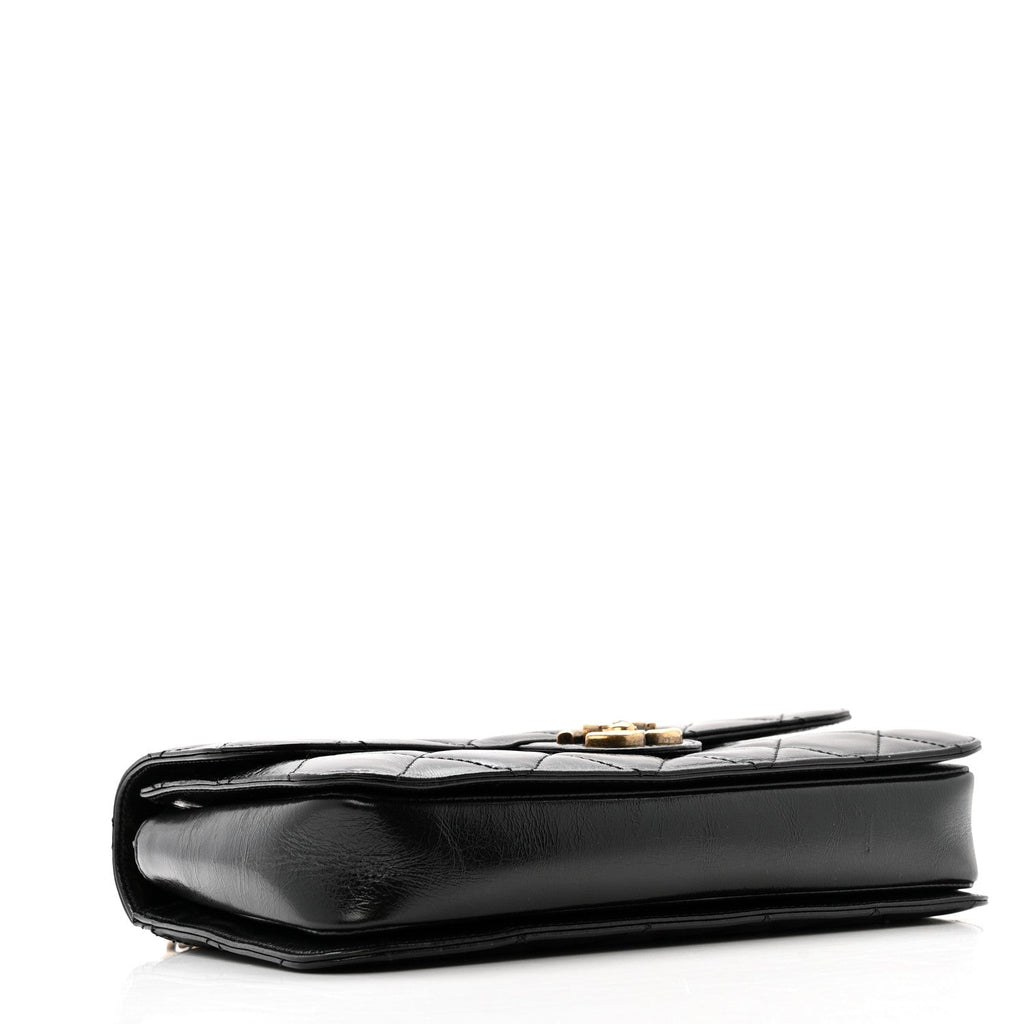 Chanel Glazed Calfskin Quilted Medium Perfect Edge Flap Black
