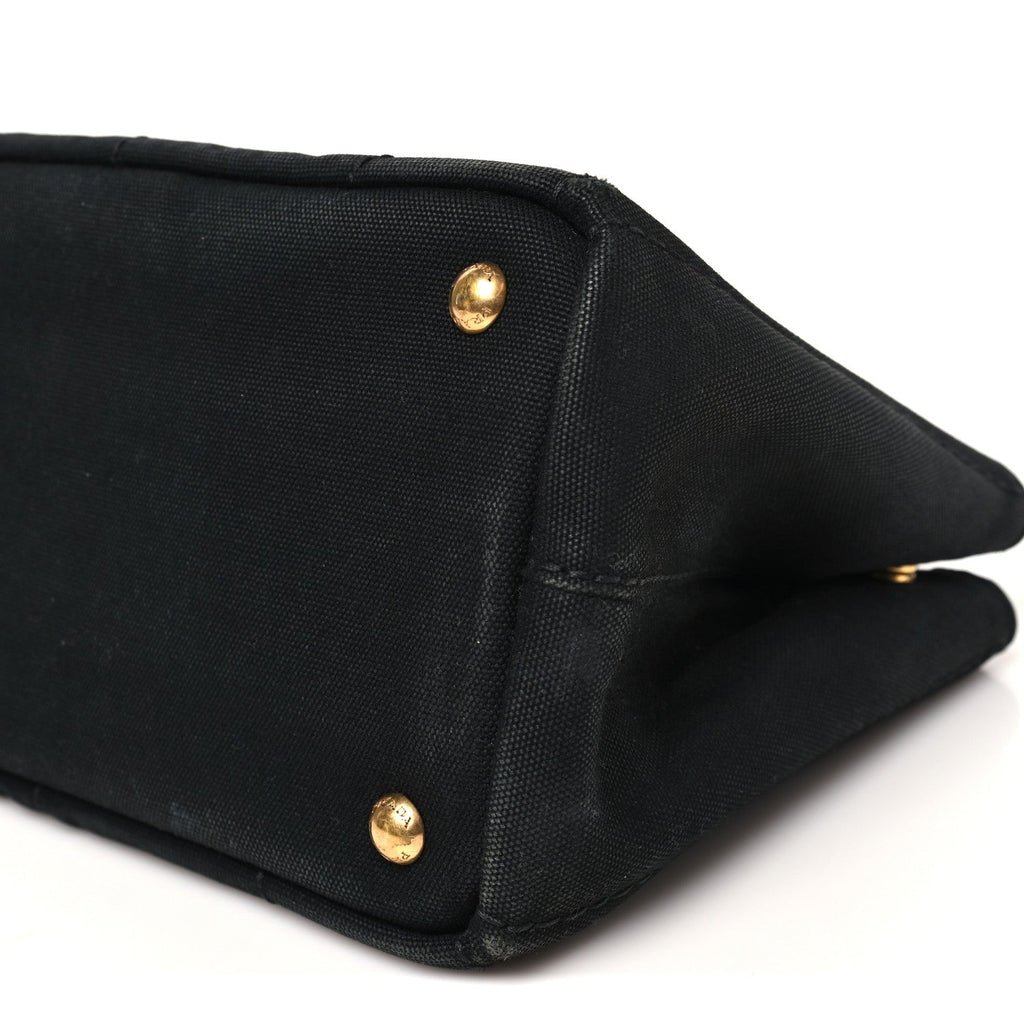 Prada Denim Canapa Logo Tote Black
