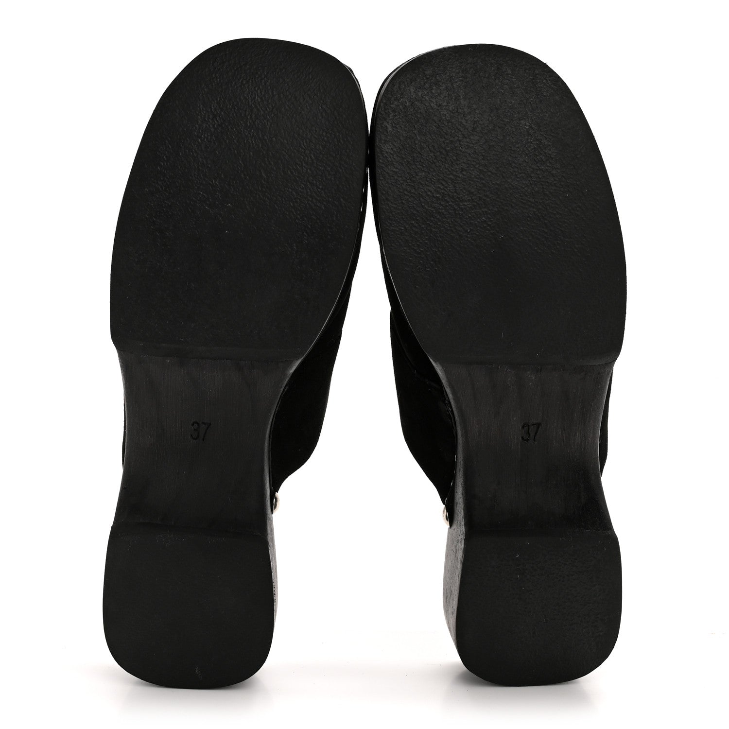 Chanel Suede CC Clogs 37 Black