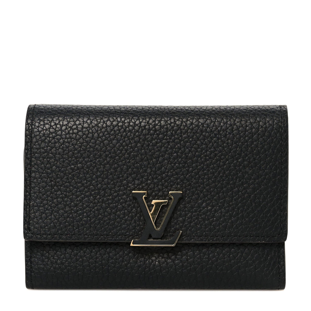 Louis Vuitton Taurillon Capucines Compact Wallet Black