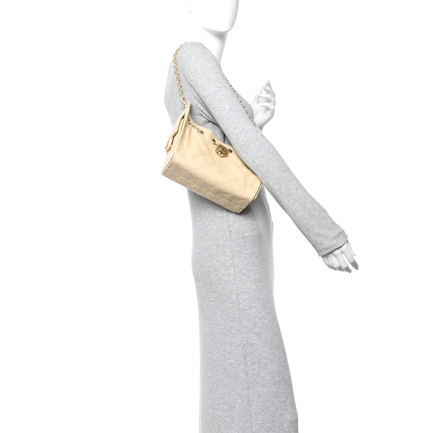 Chanel Caviar Quilted Mini Chanel 25 Handbag Beige
