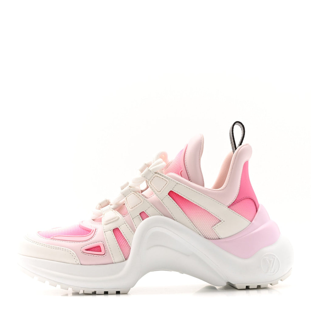 Louis Vuitton Calfskin Technical Nylon LV Archlight Sneakers 37 White Pink