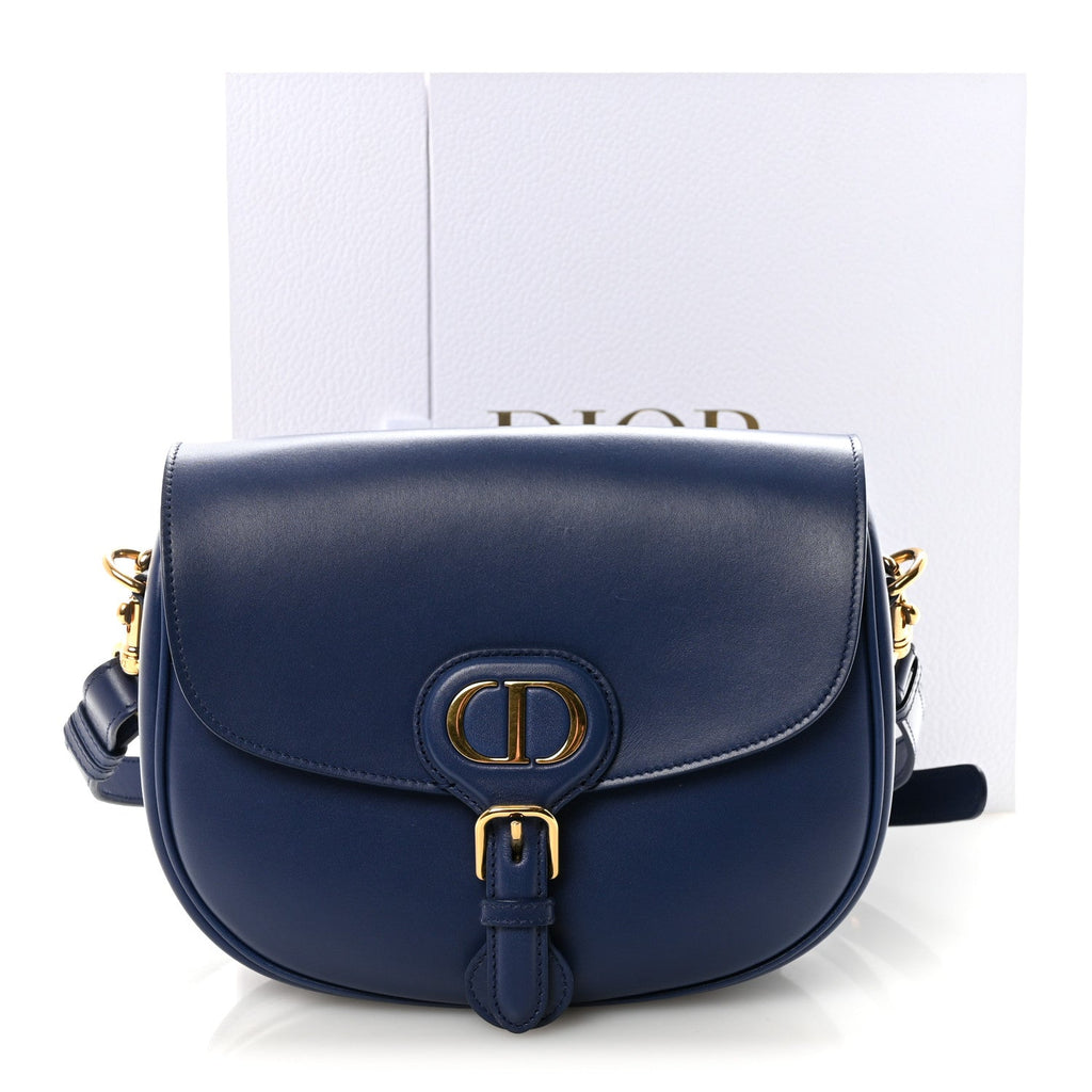 Christian Dior Box Calfskin Medium Bobby Flap Blue