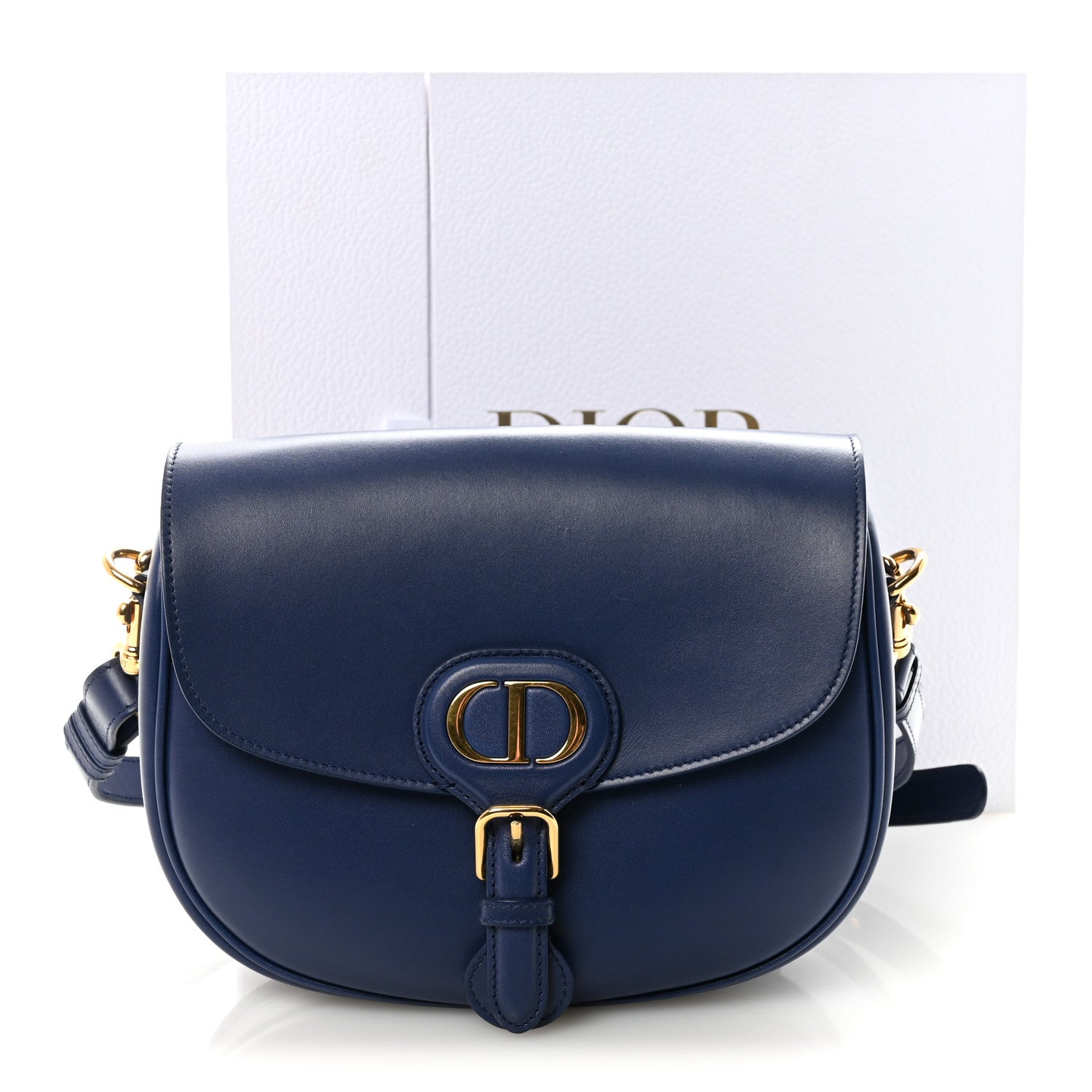 Christian Dior Box Calfskin Medium Bobby Flap Blue