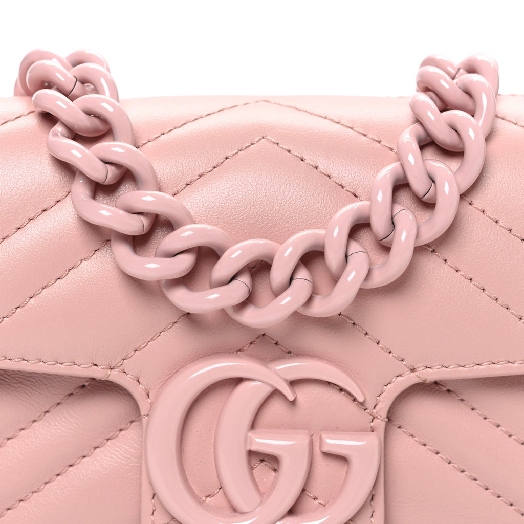 Gucci Calfskin Matelasse Monochrome GG Marmont Chain Belt Bag Perfect Pink