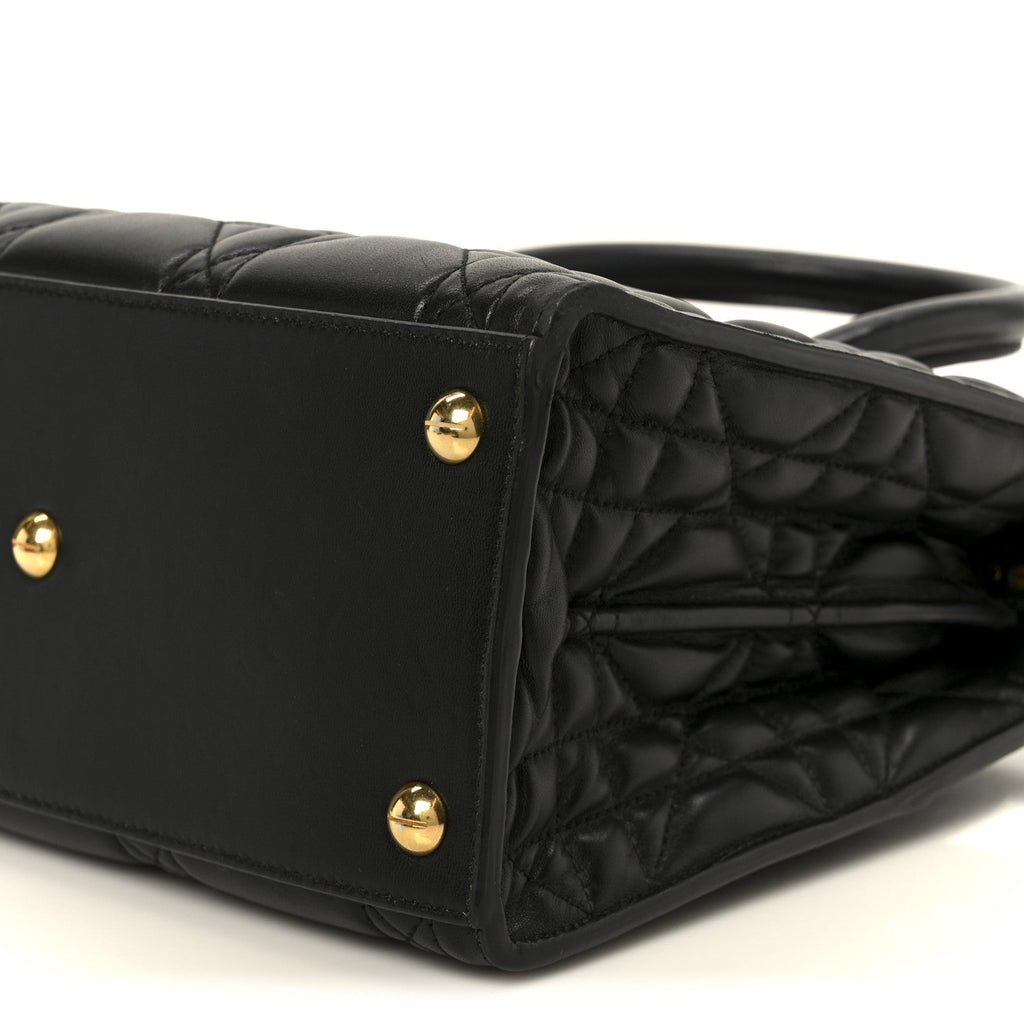 Christian Dior Calfskin Macrocannage Medium St. Honore Tote Black