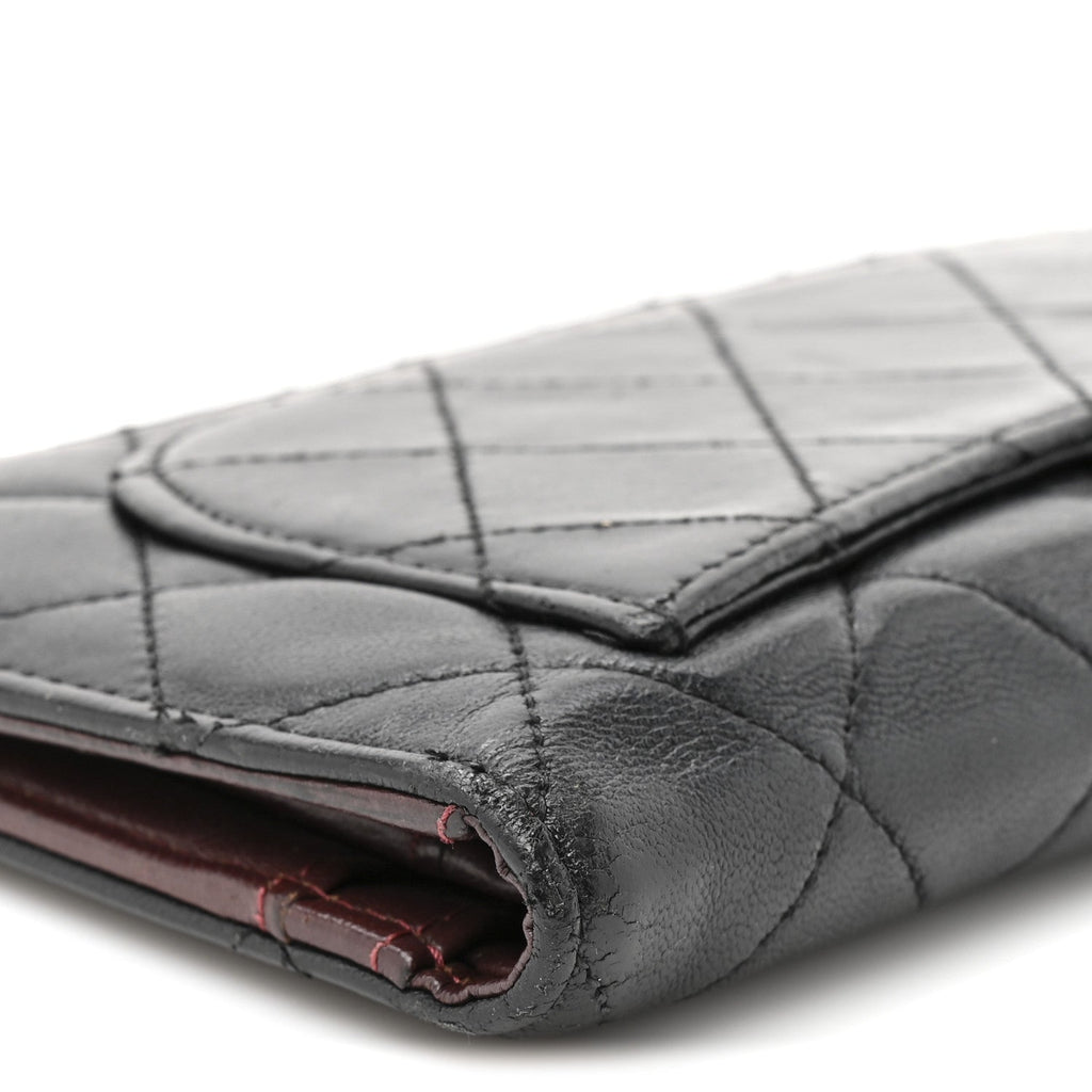 Lambskin Quilted Yen Wallet Black