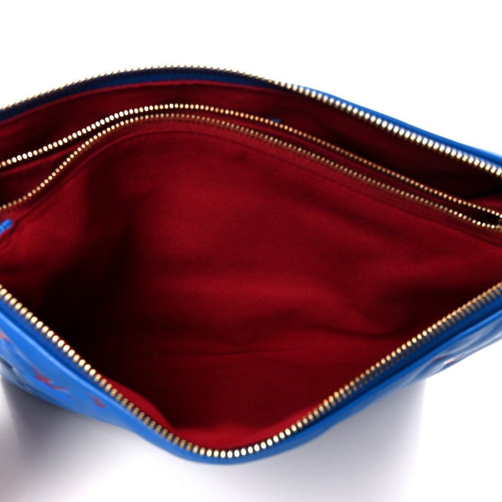Louis Vuitton Lambskin Embossed Monogram Vuittamins Coussin PM Blue Red