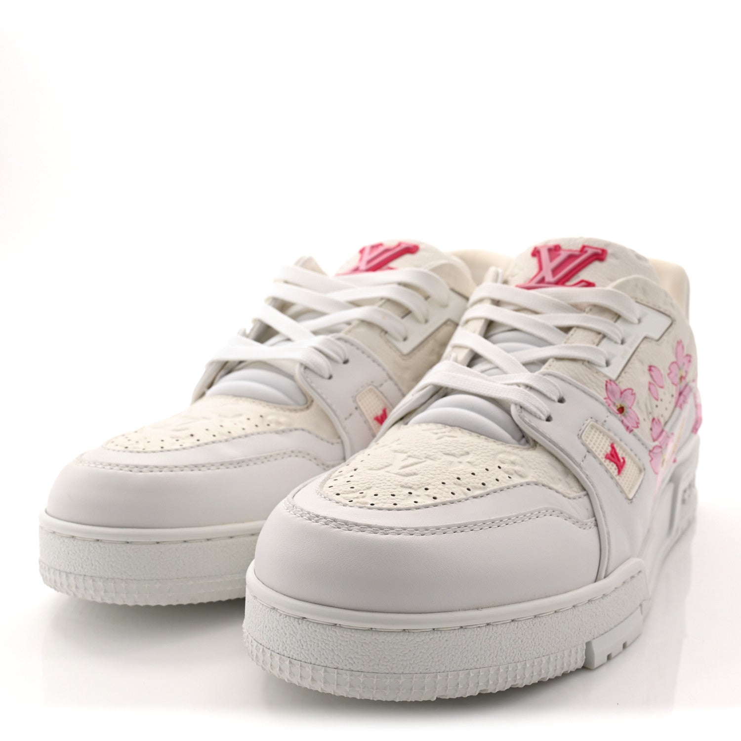 Louis Vuitton LV X TM Embossed Monogram Cherry Blossom LV Trainer Sneakers 41 White