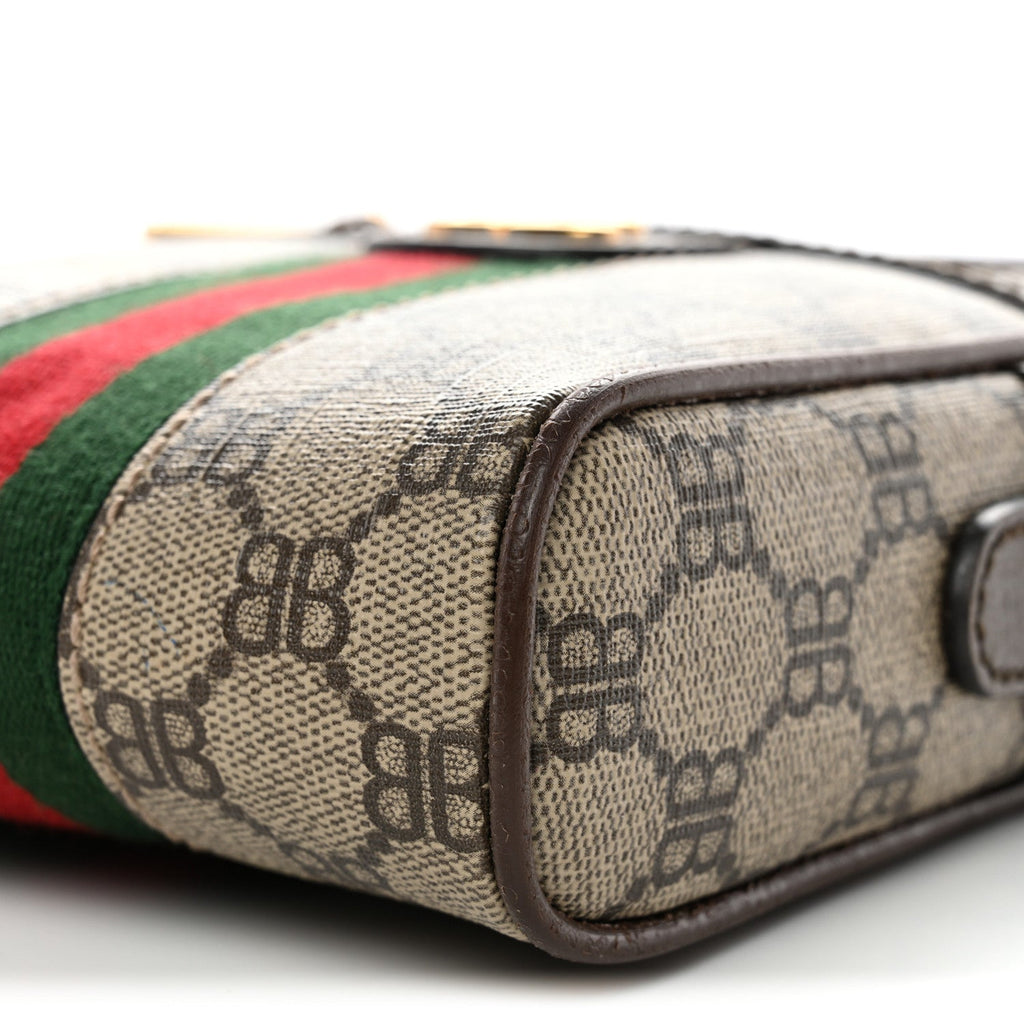 Gucci X BALENCIAGA BB Supreme Monogram Web Mini Ophidia Messenger Beige New Acero