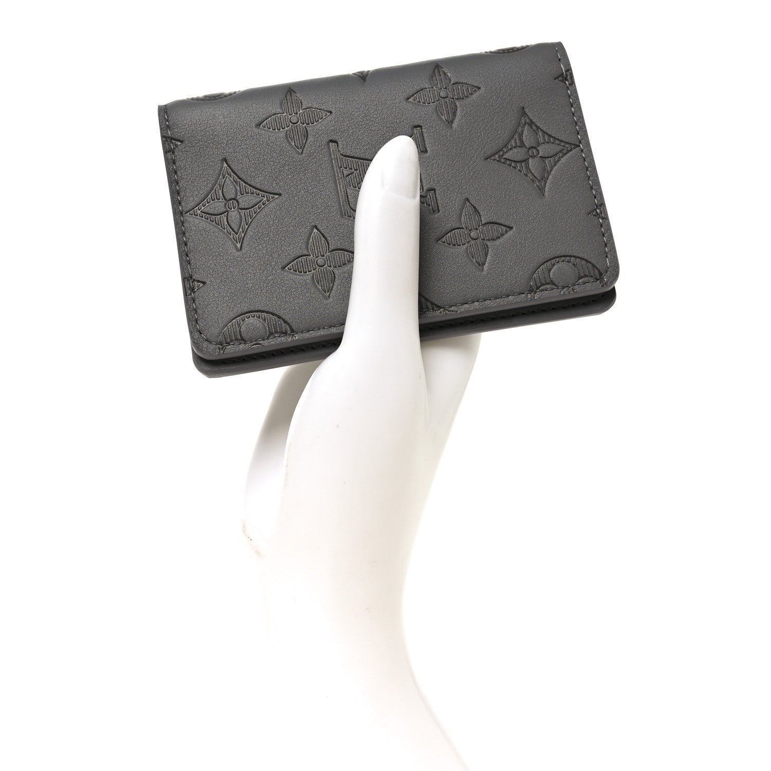 Louis Vuitton Calfskin Monogram Shadow Pocket Organizer Antarctic Grey