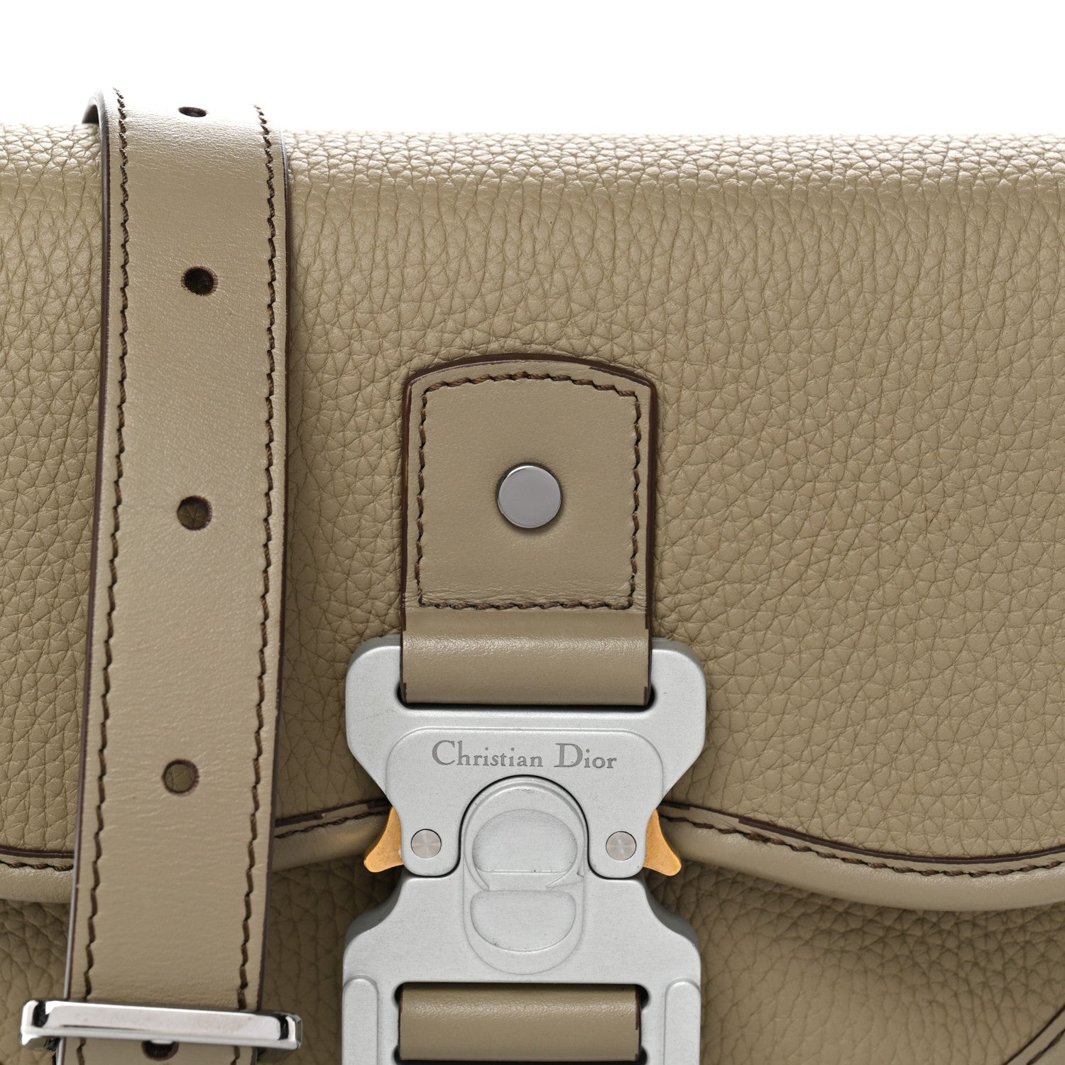 Christian Dior Grained Calfskin Mini Gallop Bag With Strap Beige