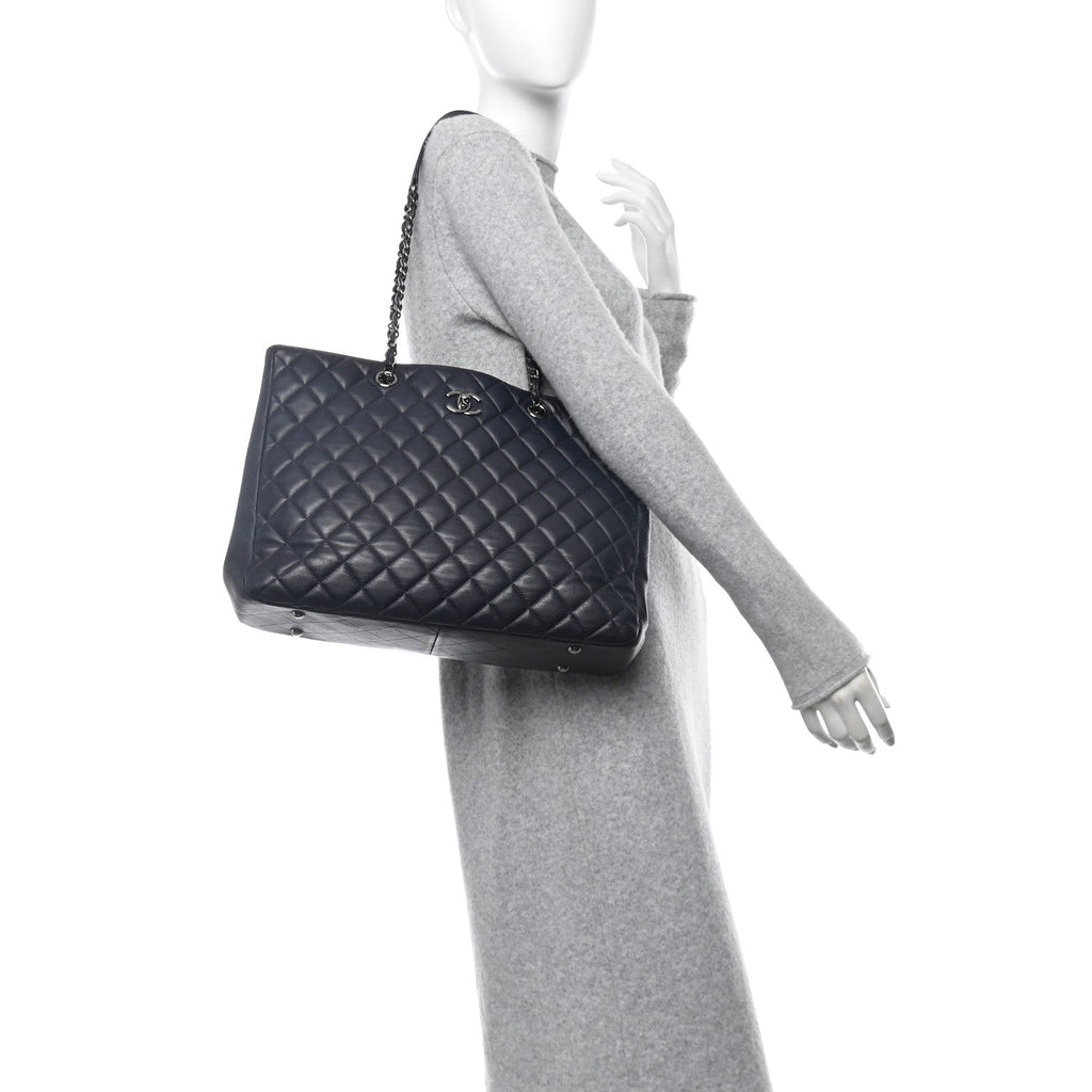 Chanel Calfskin Quilted Timeless Tote Dark Navy