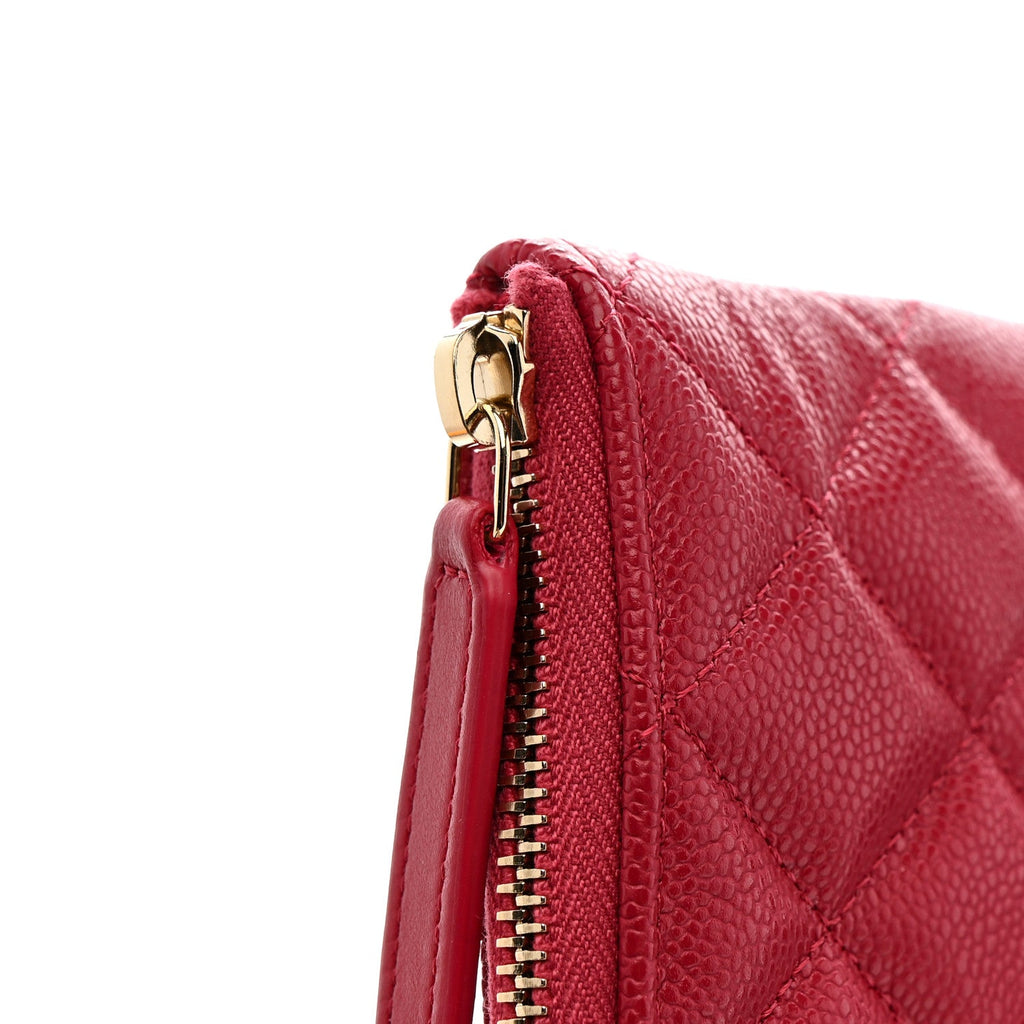 Caviar Quilted Small Zipped Pouch Pink