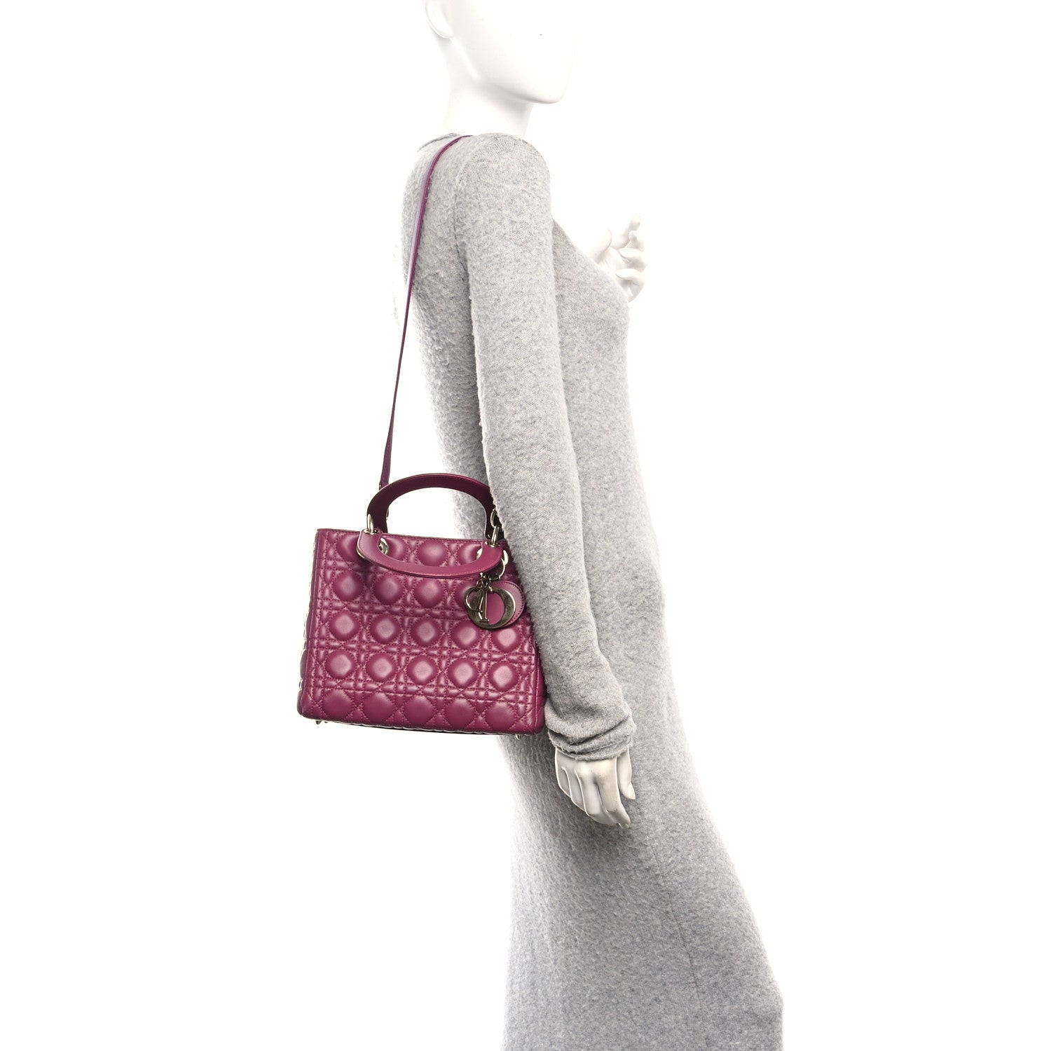 Christian Dior Lambskin Cannage Medium Lady Dior Purple