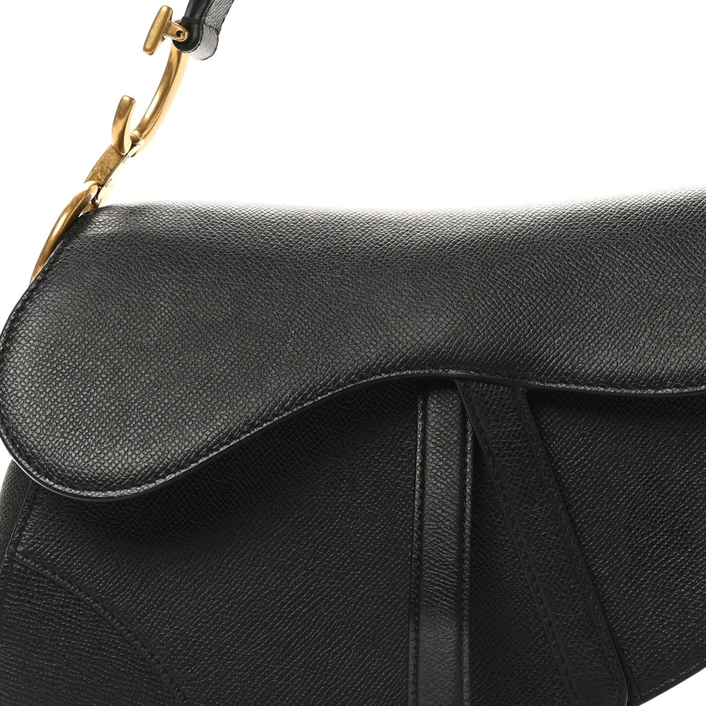 Christian Dior Grained Calfskin Saddle Bag Black
