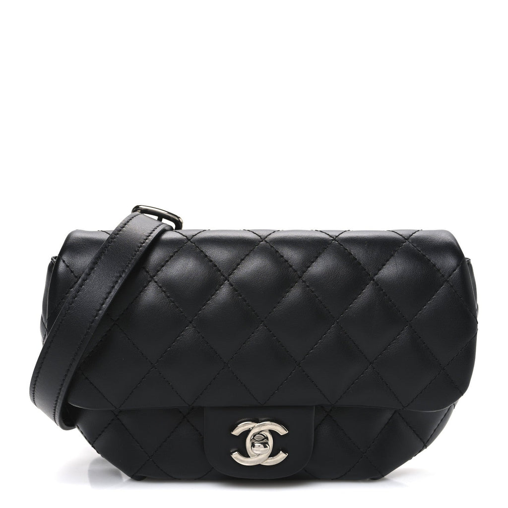Chanel Calfskin Quilted CC Uniform Flap Belt Bag Black