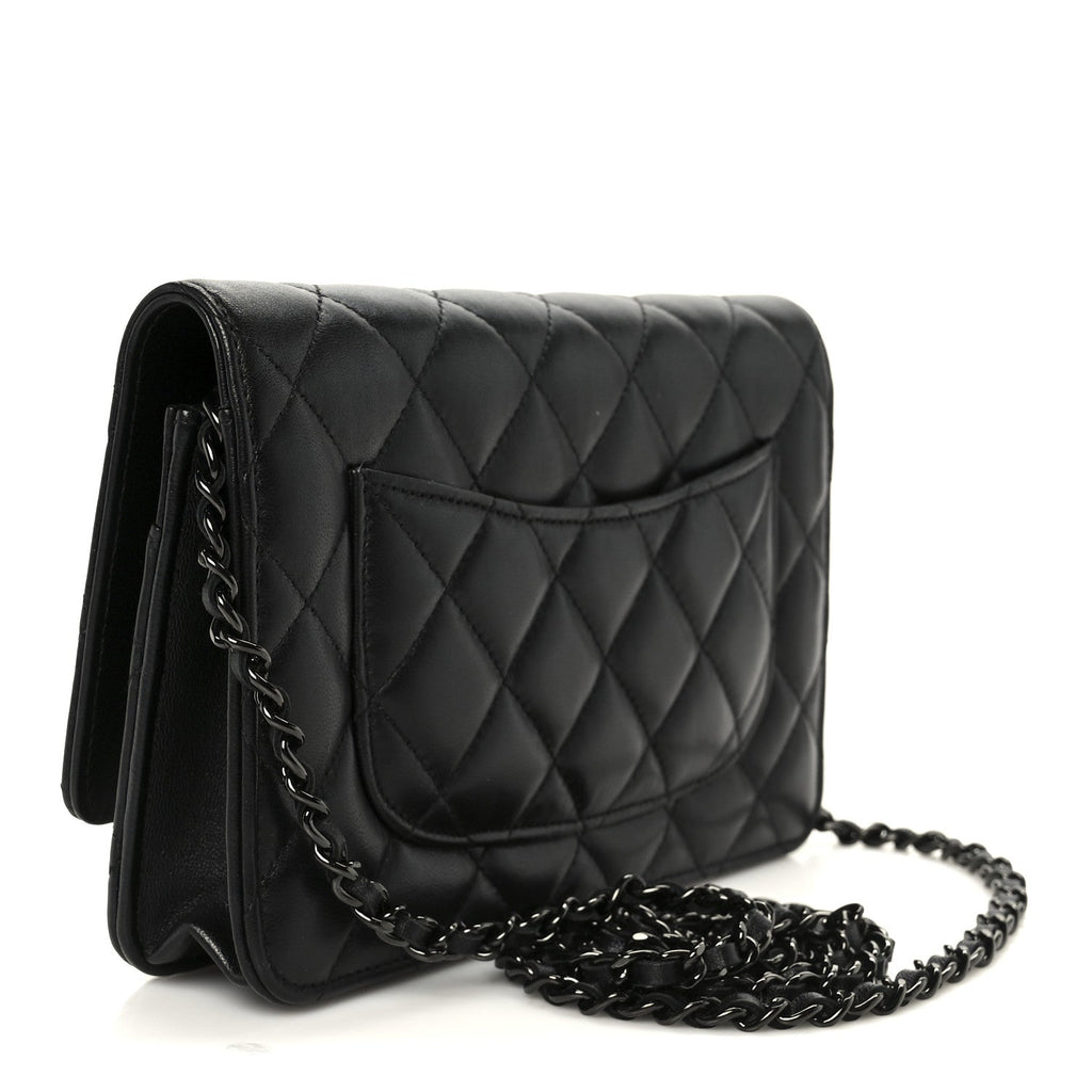 Chanel Lambskin Quilted Wallet On Chain WOC So Black