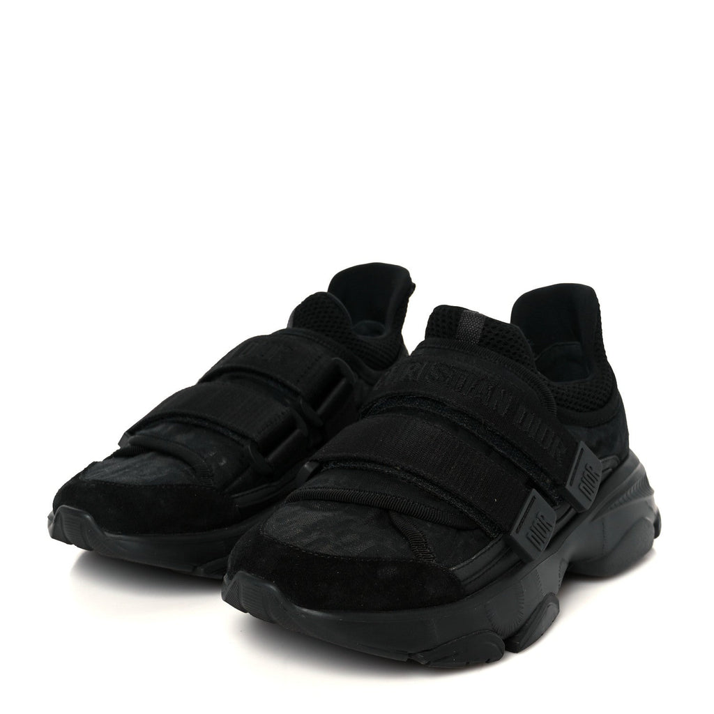 Christian Dior Shiny Oblique Technical Fabric Nylon Womens D-Wander Sneakers 35.5 Black