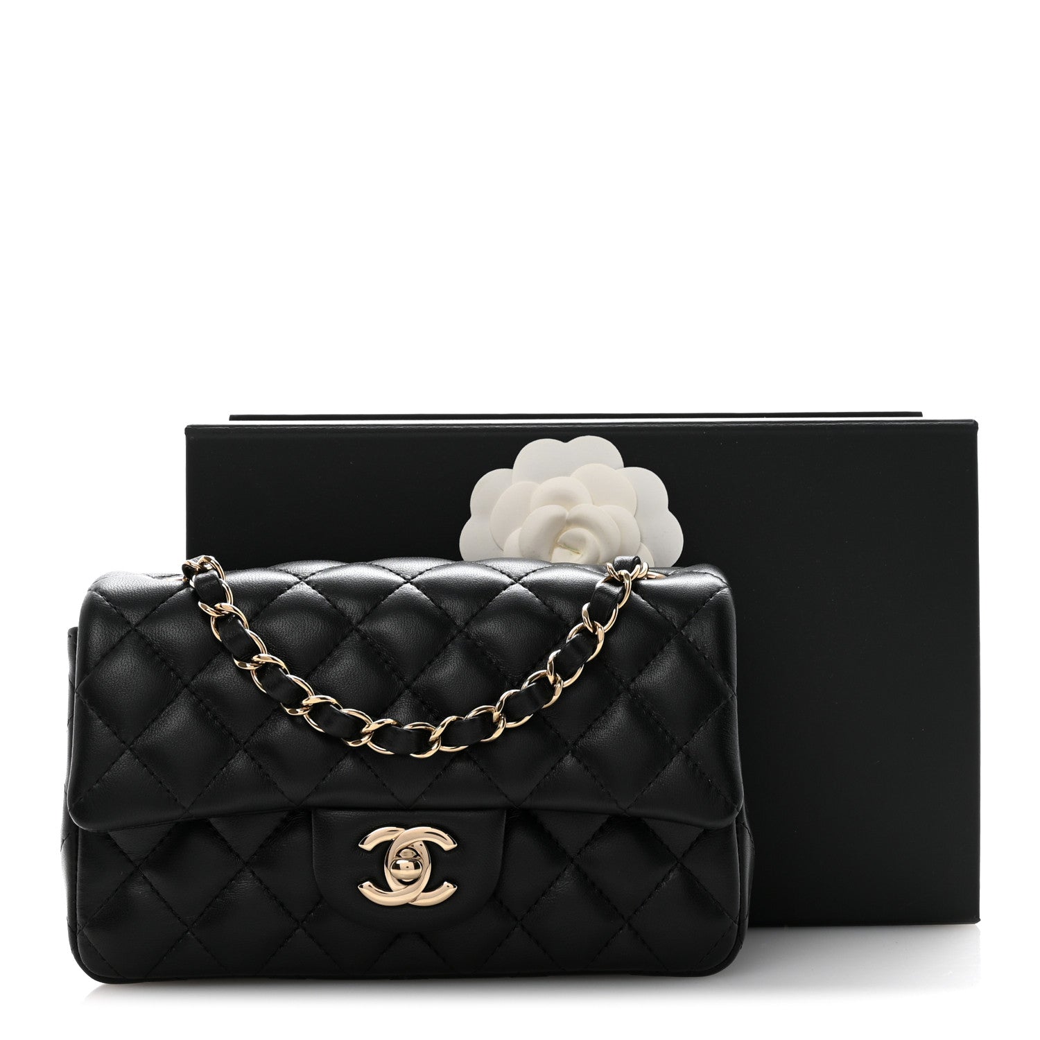 Chanel Lambskin Quilted Mini Rectangular Flap Black