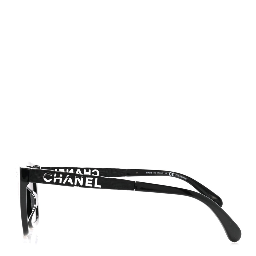Acetate Metal Polarized Rectangle Sunglasses 5442 Black