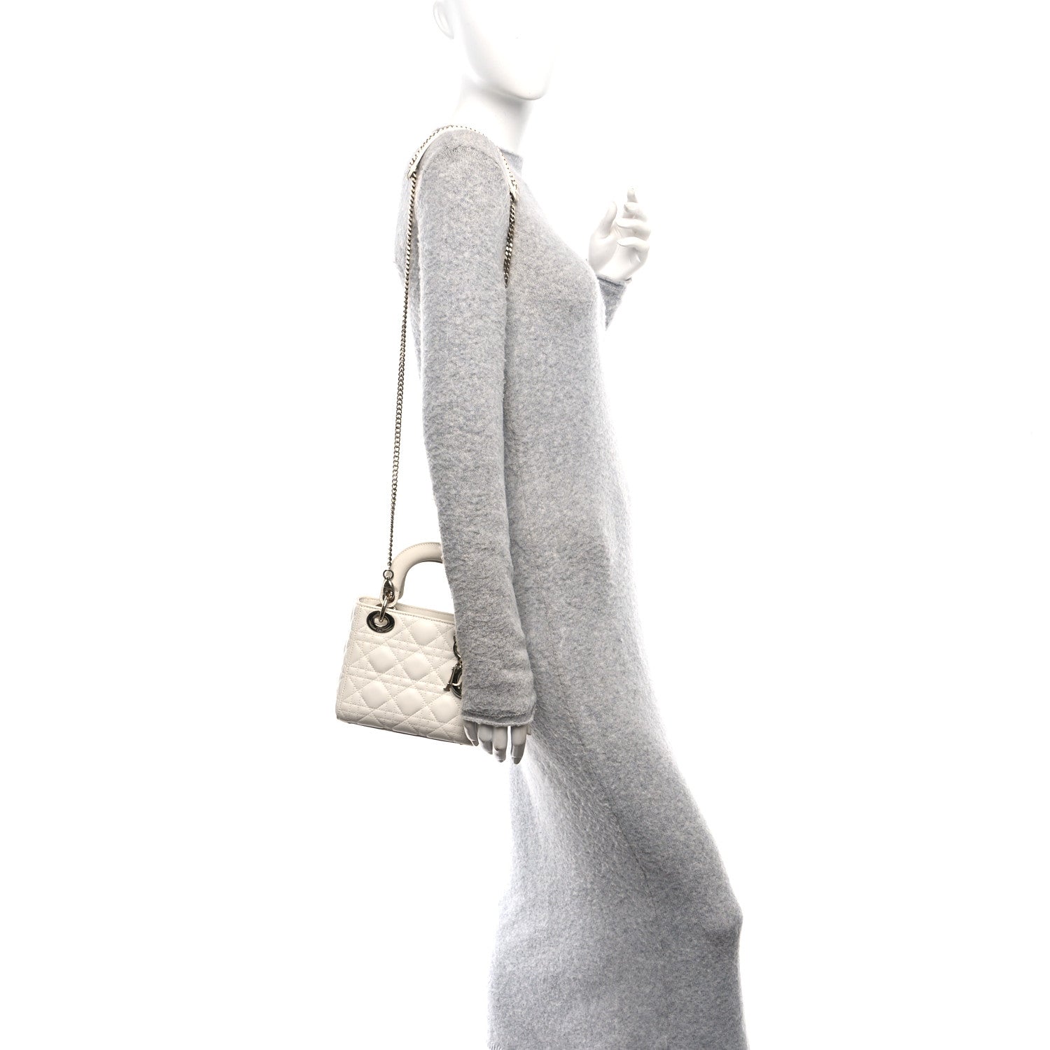 Christian Dior Lambskin Cannage Mini Lady Dior White