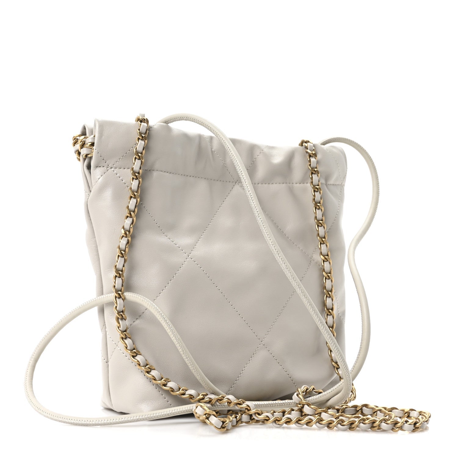 Chanel Shiny Calfskin Quilted Mini Chanel 22 Light Grey