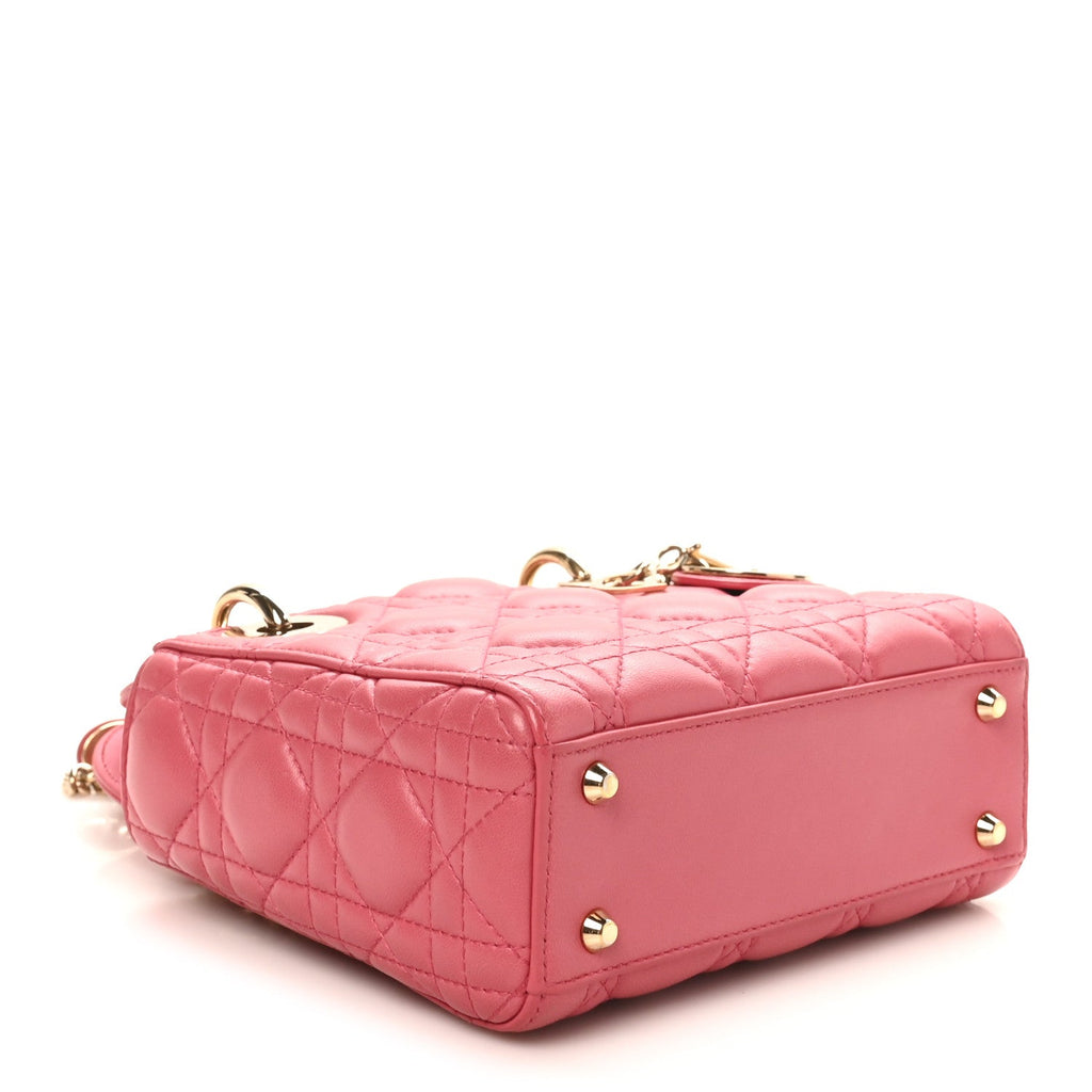 Christian Dior Lambskin Cannage Mini Lady Dior Pink