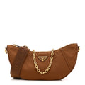 Prada Re-Nylon Saffiano Demi-lune Shoulder Bag Brandy