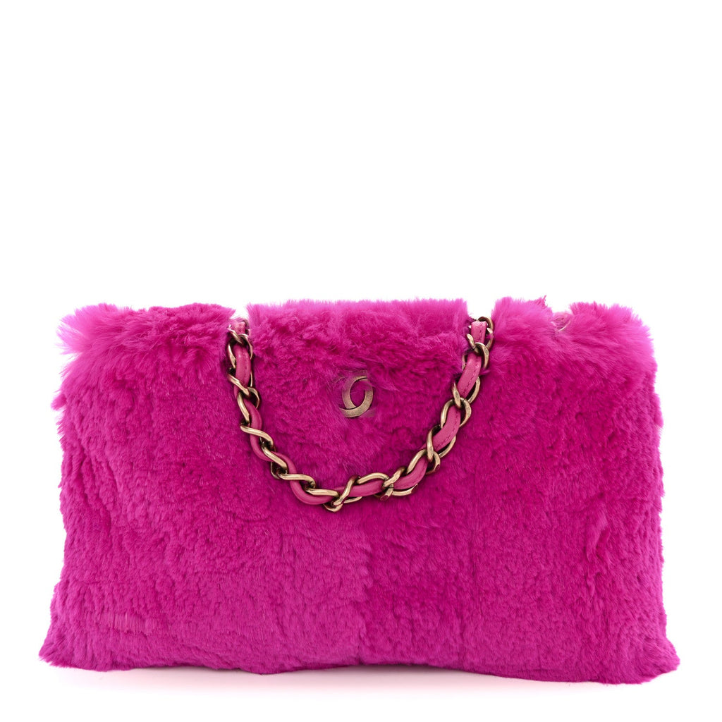 Chanel Rabbit Fur Shoulder Bag Fuchsia