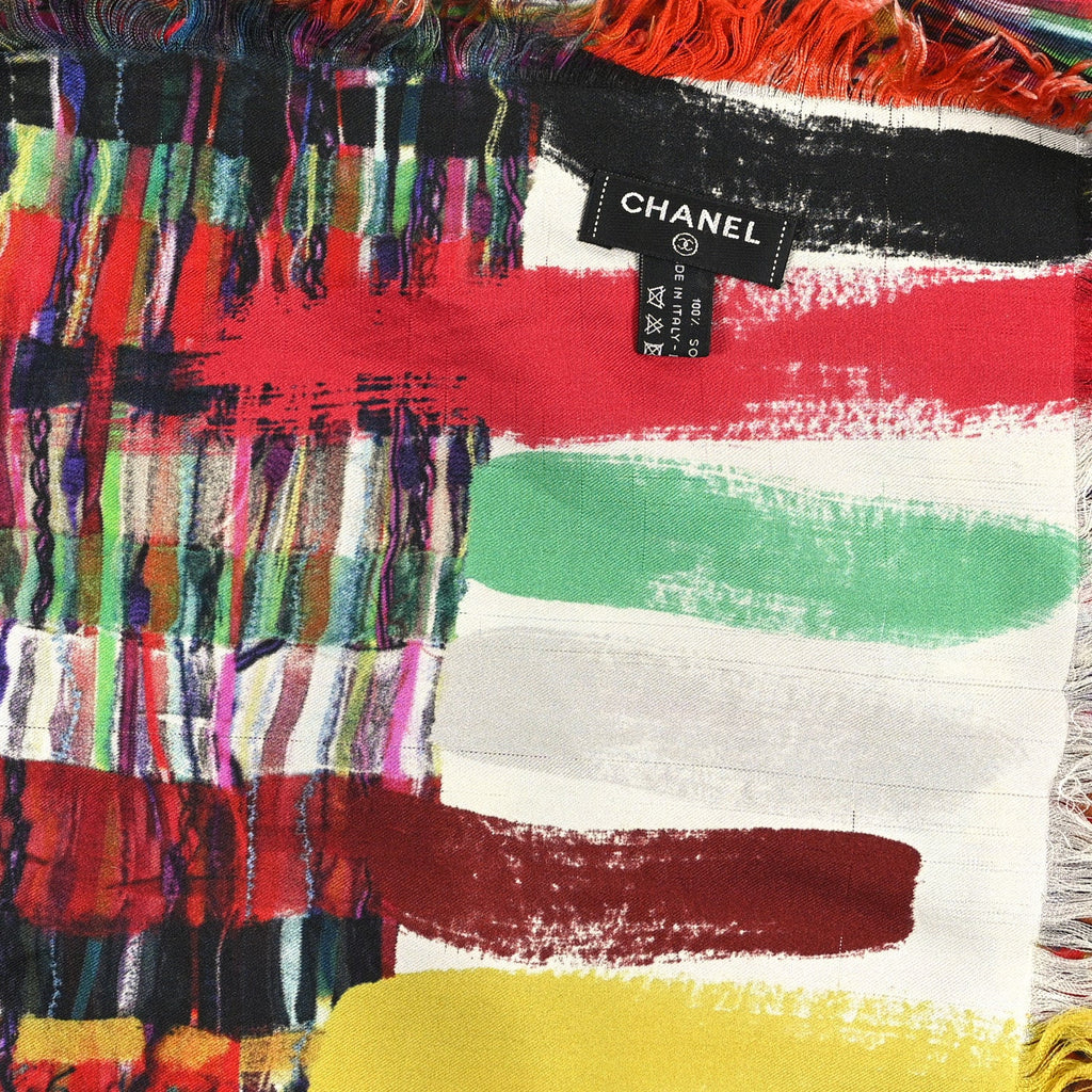 Chanel Silk Paint Print Scarf Multicolor