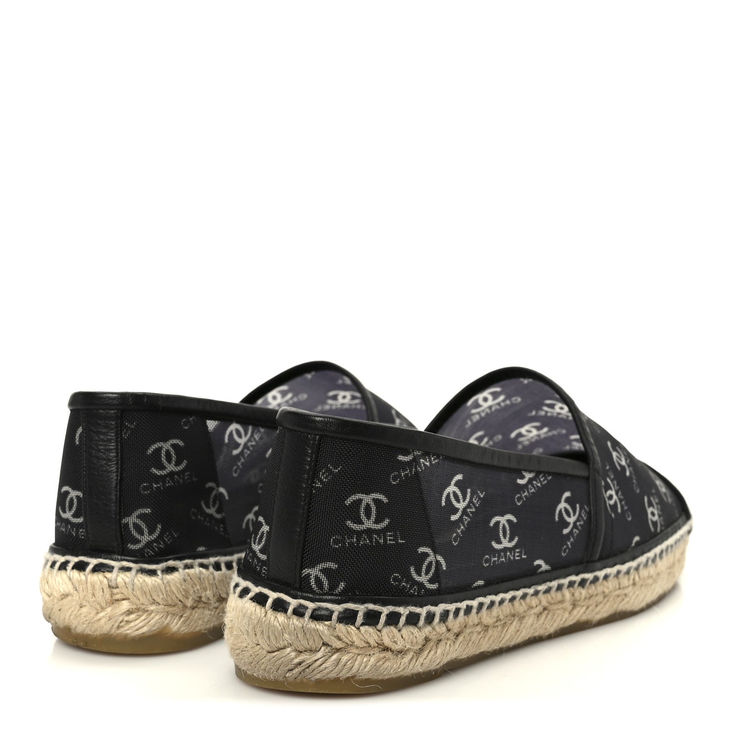 Mesh Grosgrain CC Espadrilles 38 Black White