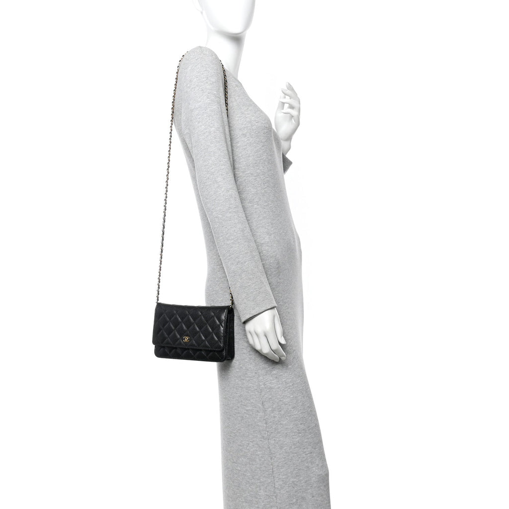 Chanel Caviar Quilted Wallet on Chain WOC Black