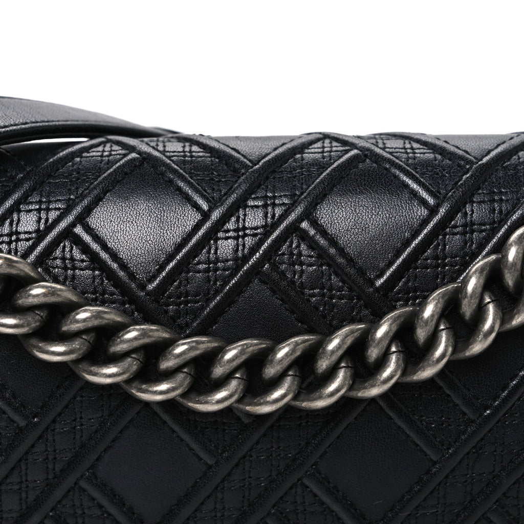 Chanel Lambskin Stitched Medium Boy Flap Black