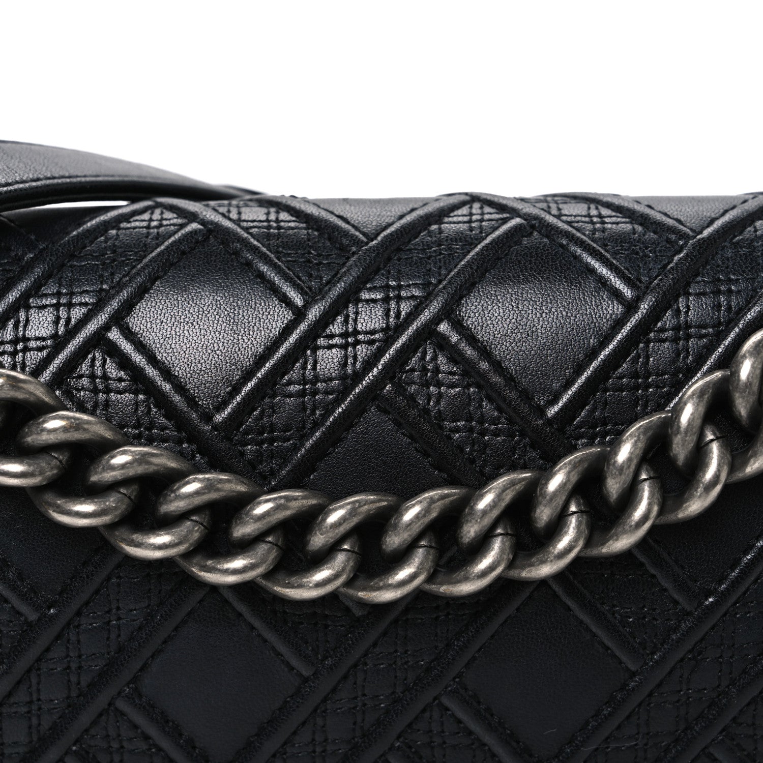 Chanel Lambskin Stitched Medium Boy Flap Black