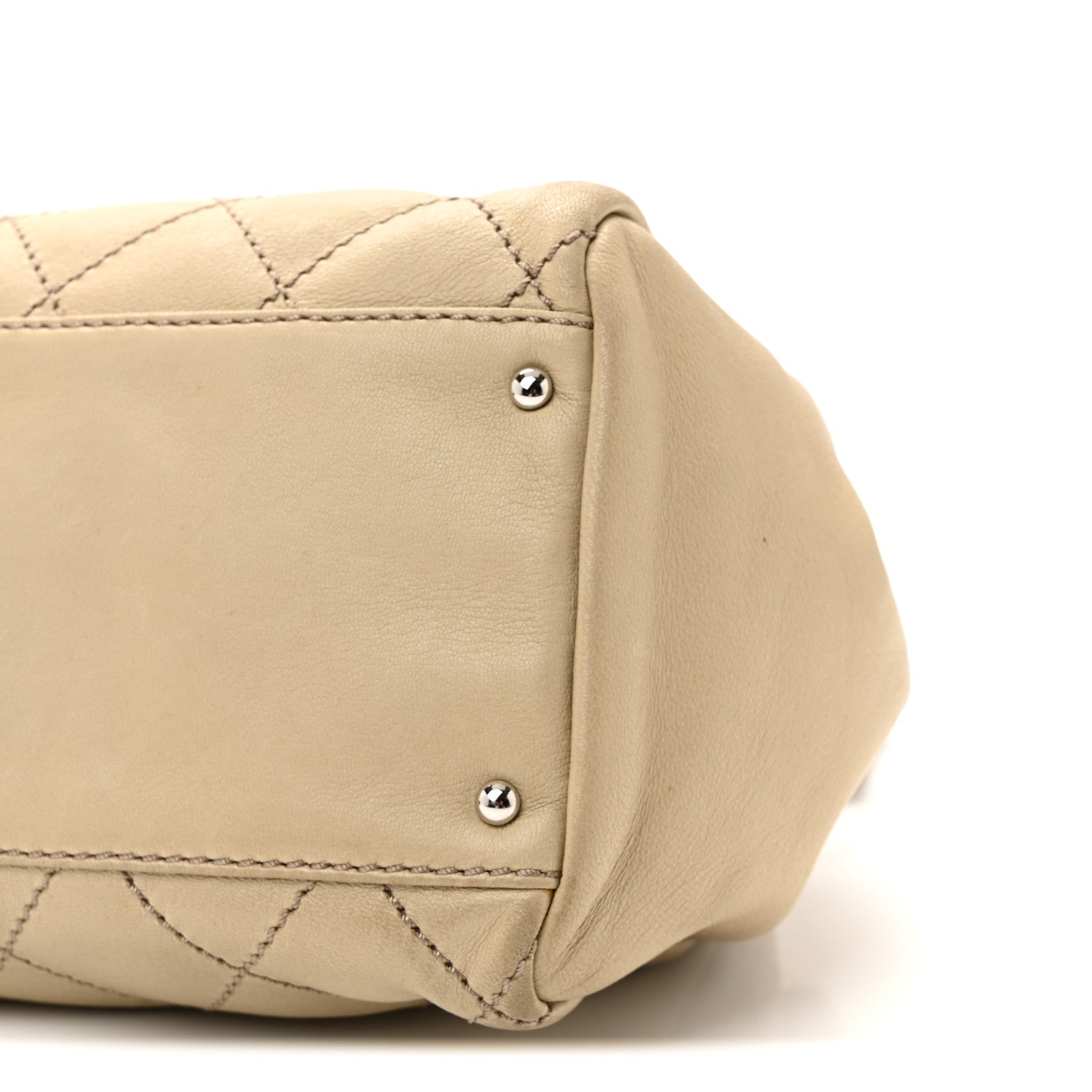 Chanel Lambskin Stitched Accordion Tote Beige