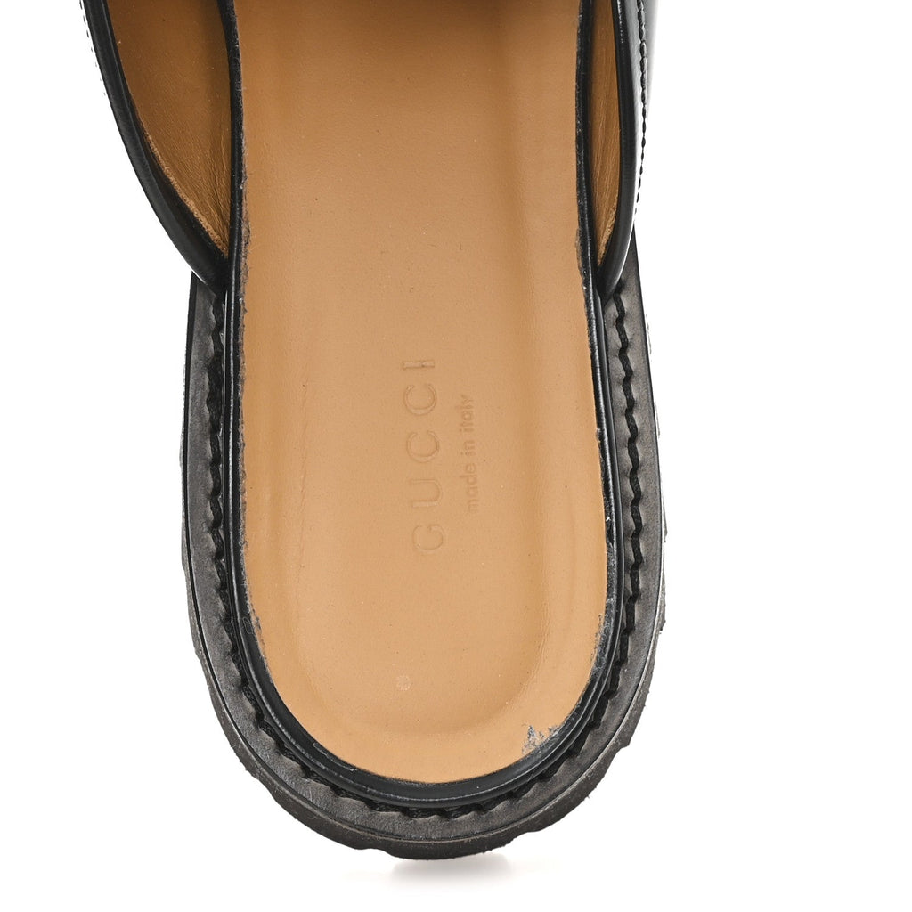 Gucci Magnum Calfskin Womens Horsebit Platform Mules 41 Black