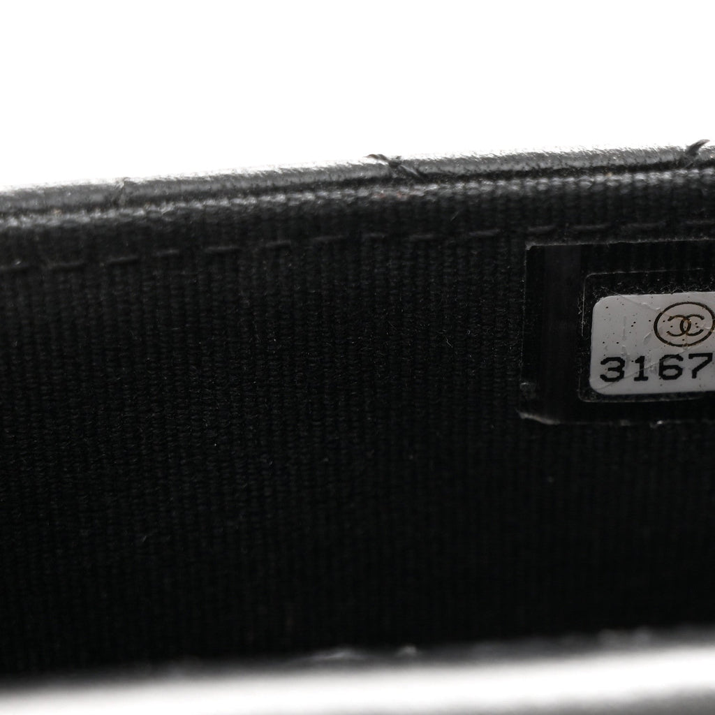 Chanel Lambskin Quilted Top Handle Flap Coin Purse With Chain Black