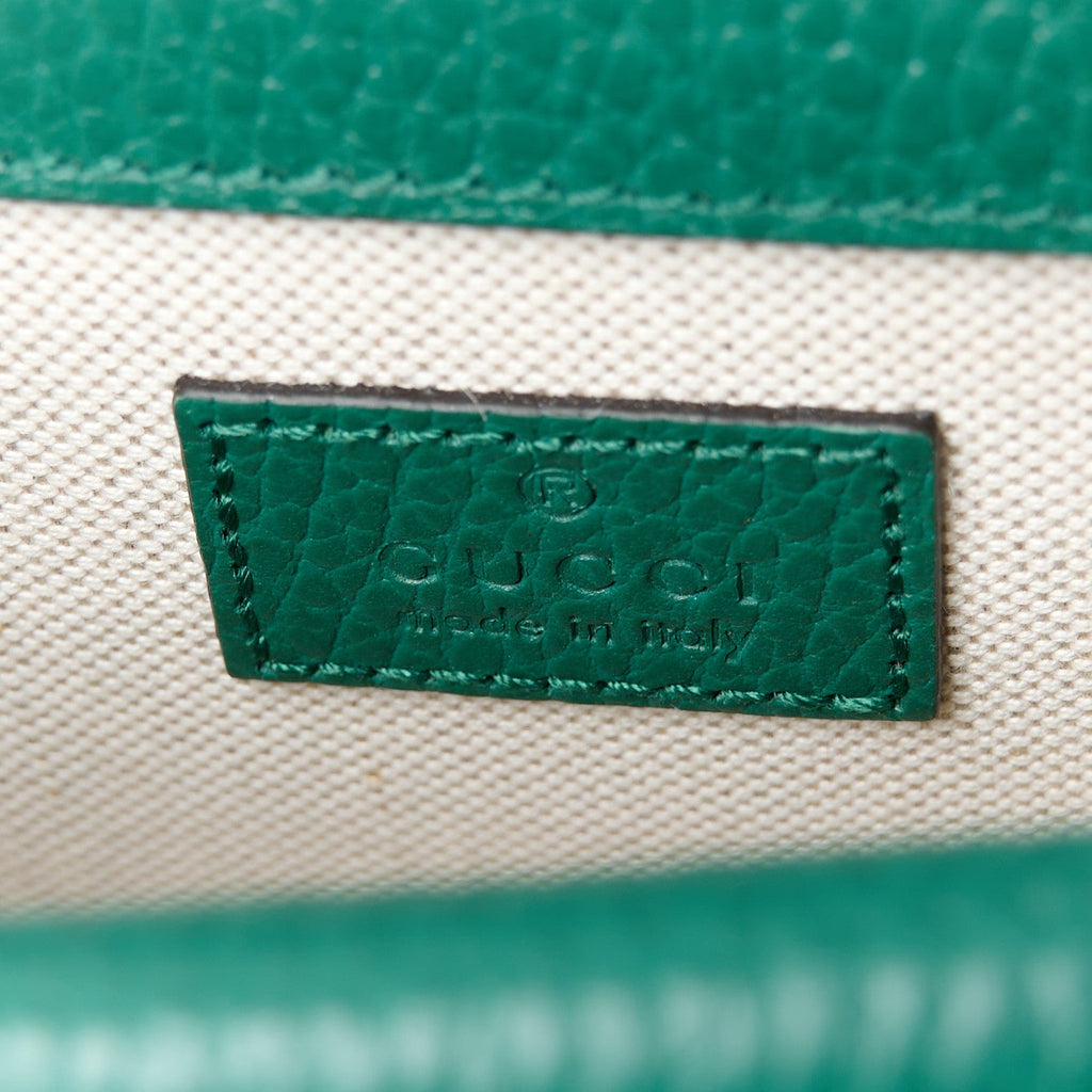 Gucci Dollar Calfskin Crystal Mini Dionysus Top Handle Bag Emerald