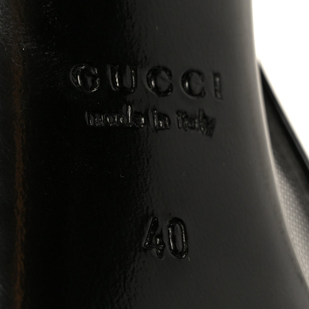 Gucci Tela Retino Patent Signoria 105mm Slingback Pumps 40 Black