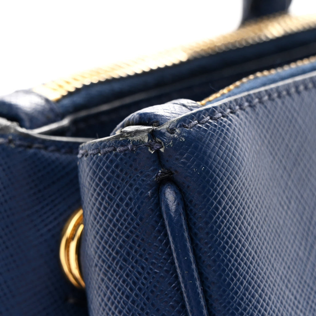 Prada Saffiano Lux Medium Galleria Double Zip Tote Bluette