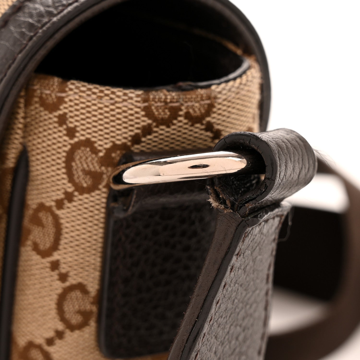 Gucci Monogram Flap Messenger Bag Beige Dark Brown